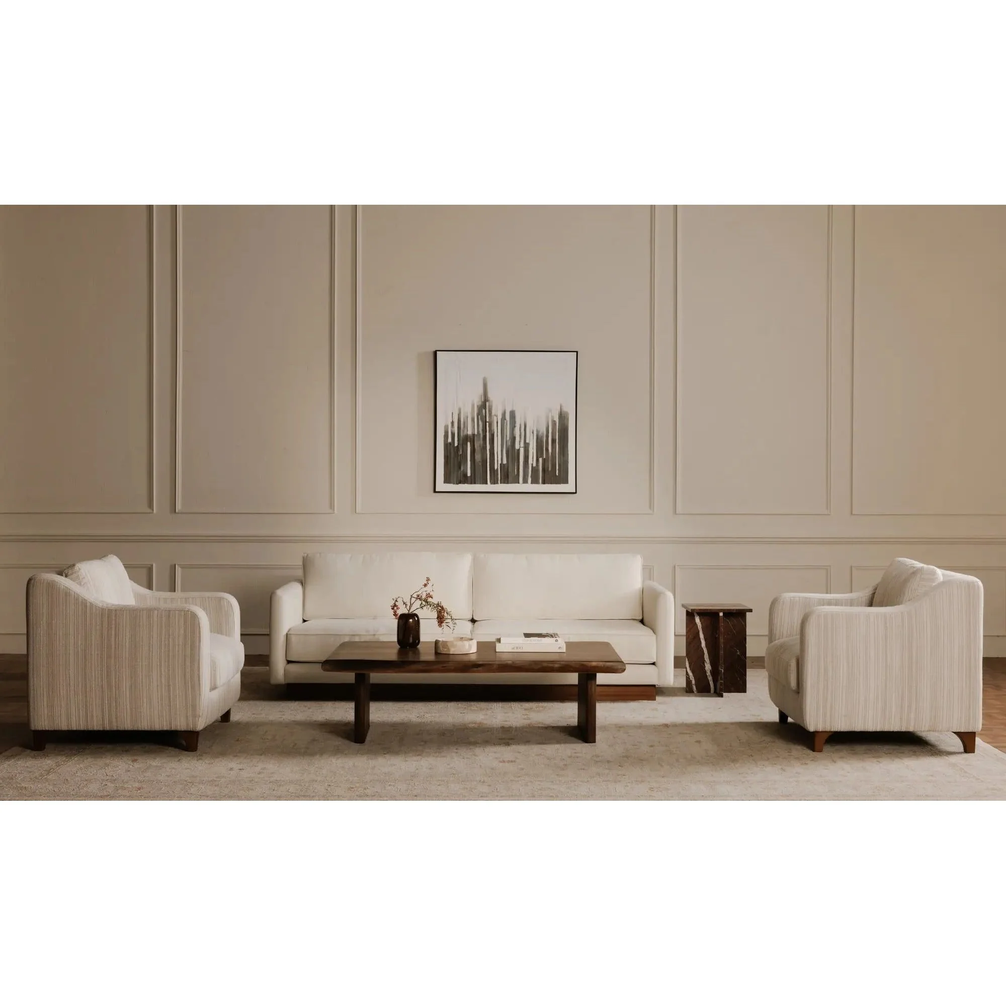 Moe's Home Collection Hewitt Beige Stripe Accent Chair - Image 2