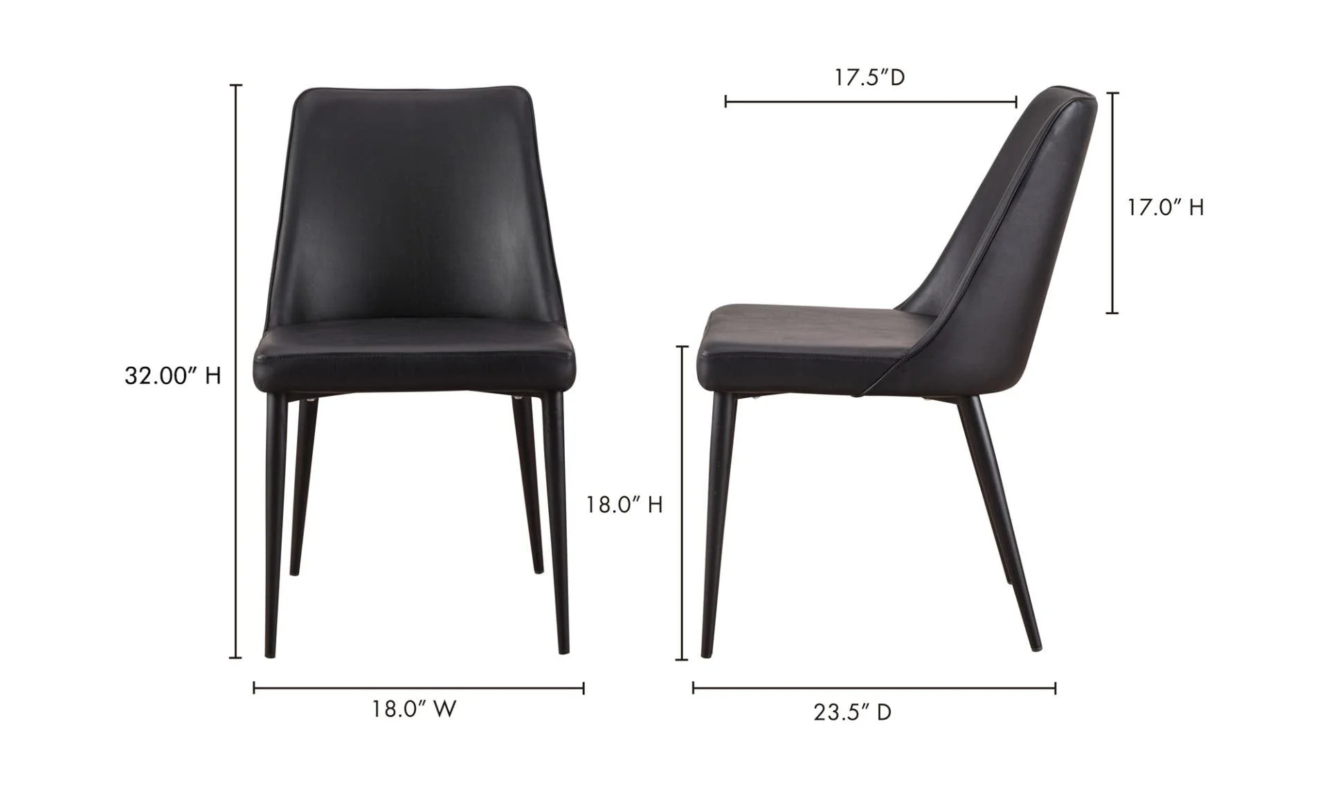 Moe's Home Lula Dining Chair Black Vegan Leather - Set Of Two - Image 11