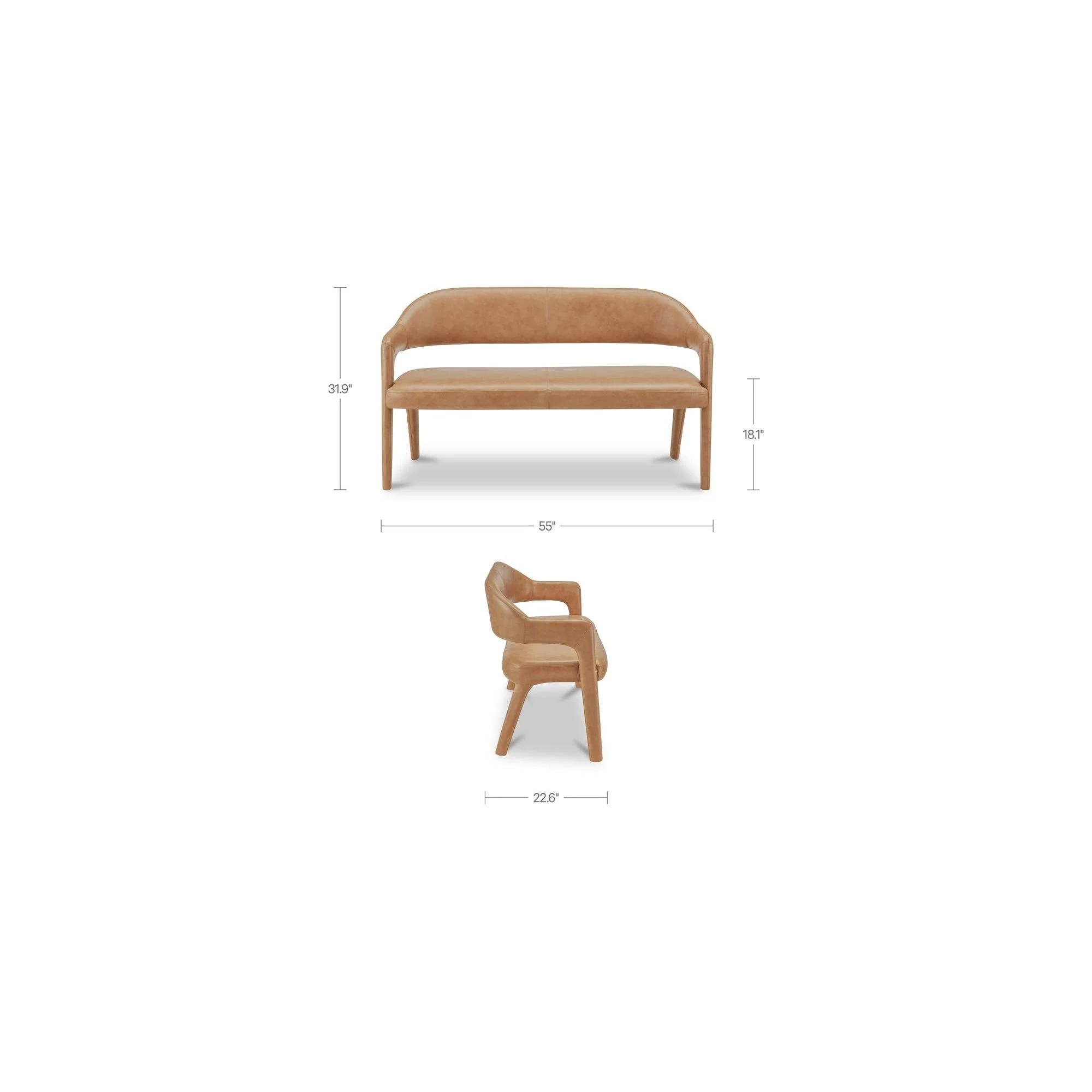 Moe's Home Martens Dining Bench Tan Leather - Image 8