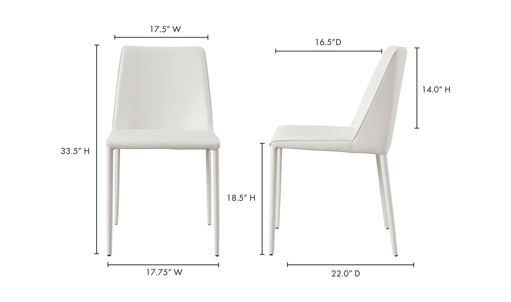 Moe's Home Nora Dining Chair White Vegan Leather - Set Of Two - Image 11