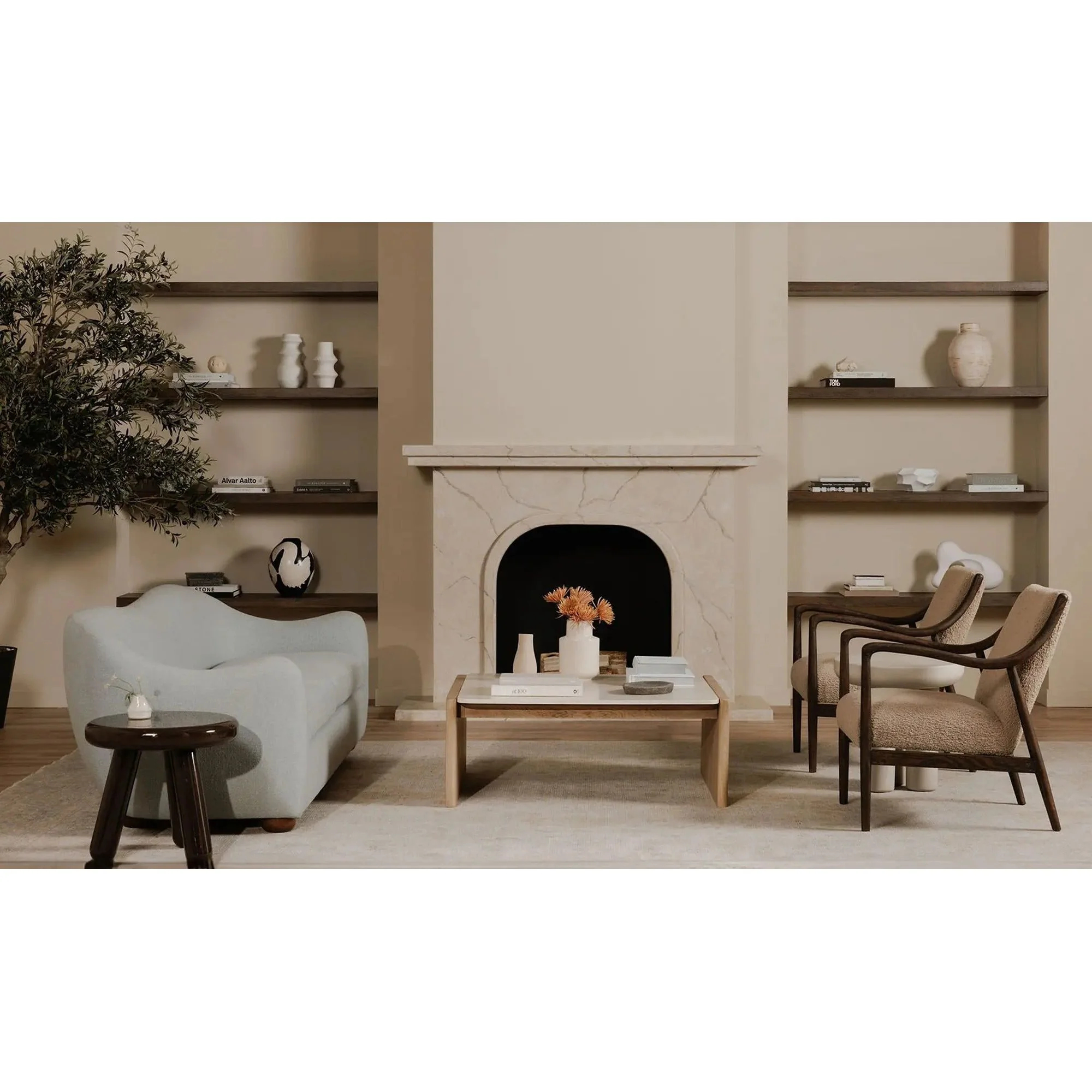 Moe's Home Collection Yates Beige Faux Shearling Accent Chair - Image 3