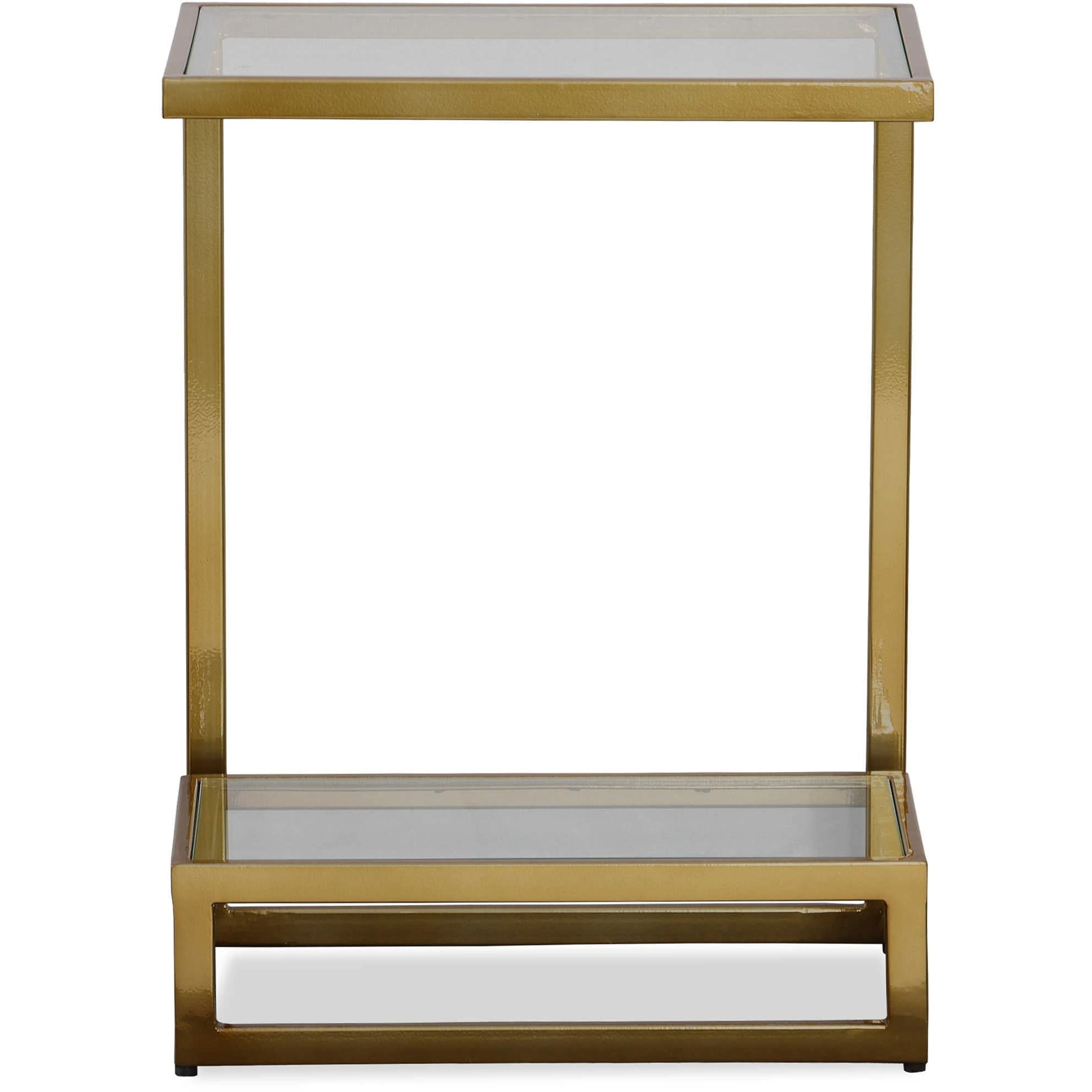 Uttermost Musing Glass Top With Brushed Brass Finished Iron Contemporary Accent Table