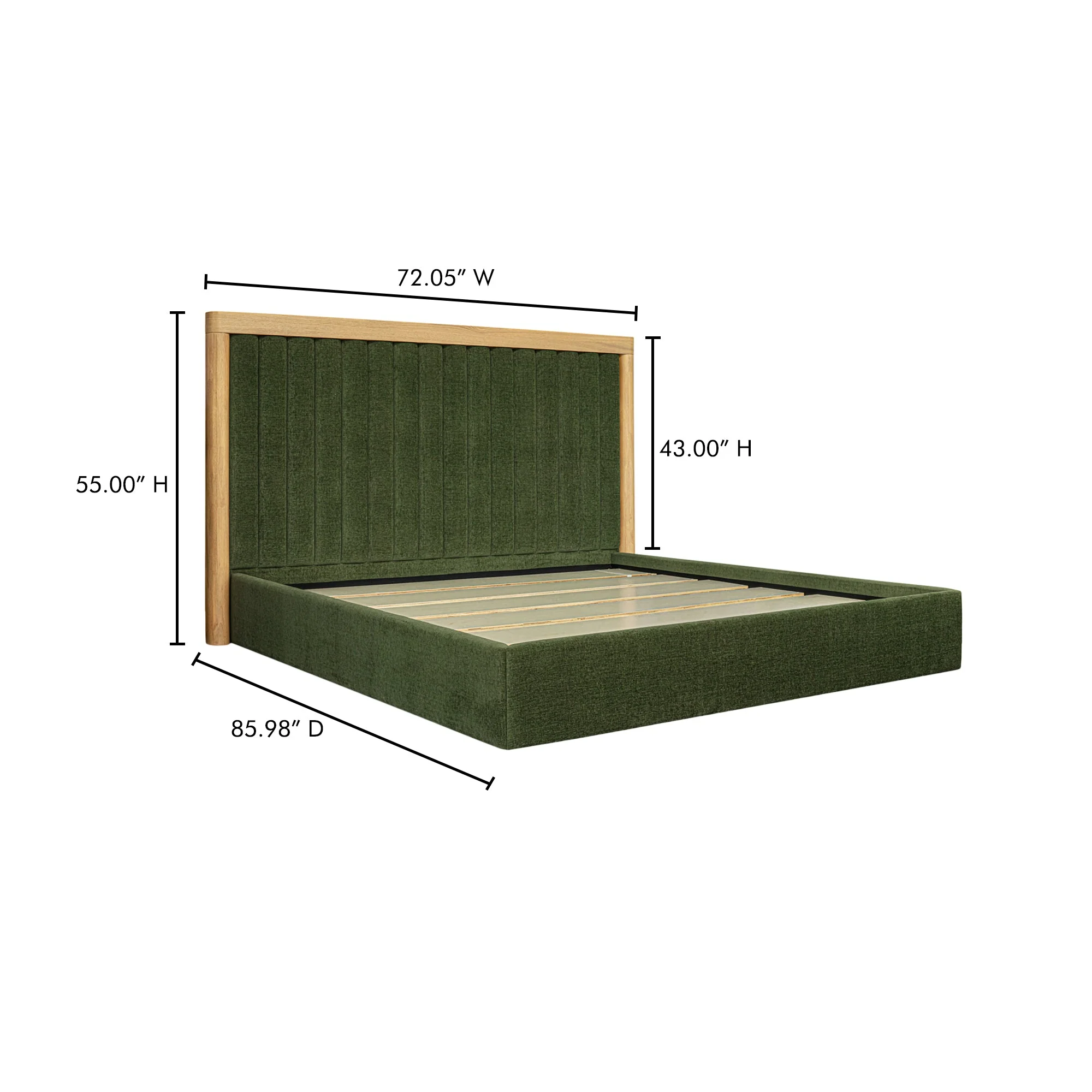 Moe's Home Collection Nina Green Upholstered Queen Size Bed - Image 15