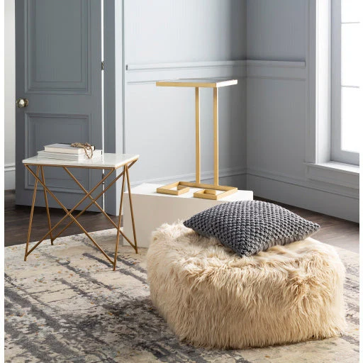 Surya Norah Modern White Marble Top With Gold Metal Base Accent Side Table NRH-001 - Image 10