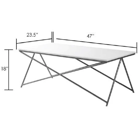 Surya Norah Modern White Marble With Gold Metal Base Rectangular Coffee Table NRH-002 - Image 9