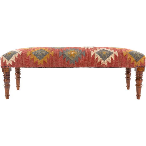 Surya Panja Rustic Modern Hand Woven Fabric Bench With Wood Base  PAJ-002 - Image 4