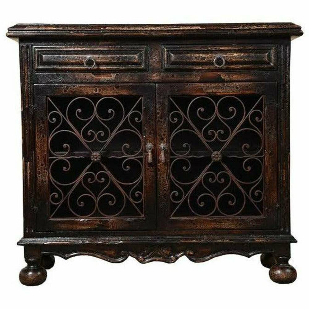Casa Bonita Peruvian Hand-Painted Carved Wood and Hand Forged Wrought Iron Avila Chest