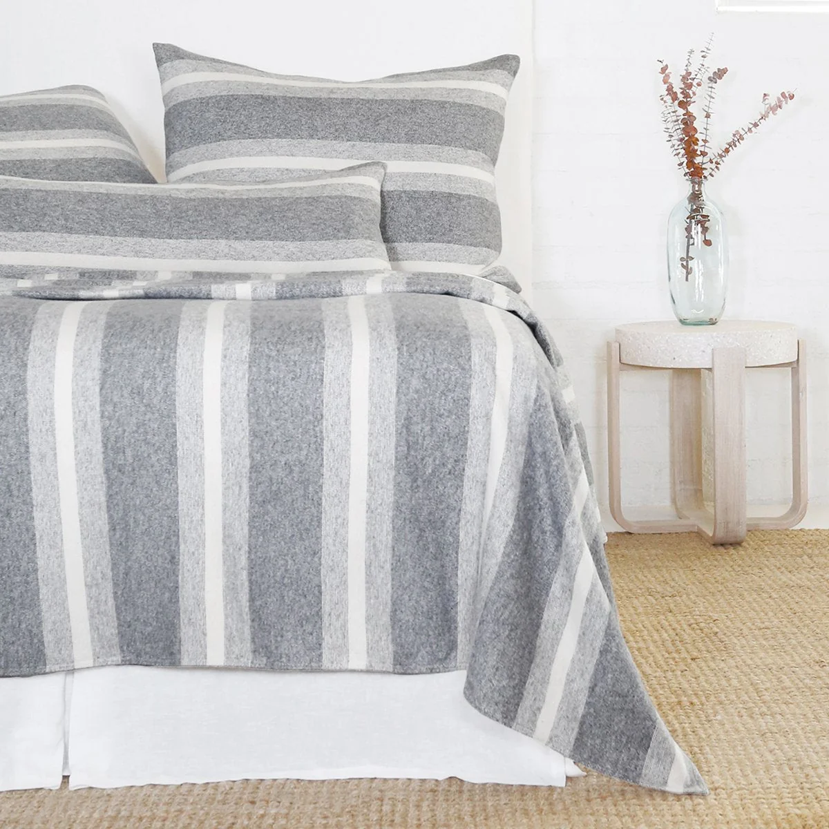 Pom Pom at Home Alpine Grey and Ivory Striped Blanket - Image 3