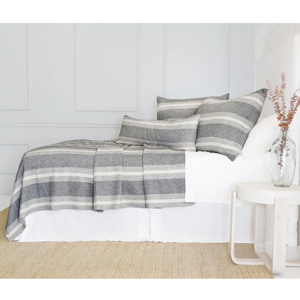 Pom Pom at Home Alpine Grey and Ivory Striped Blanket - Image 5