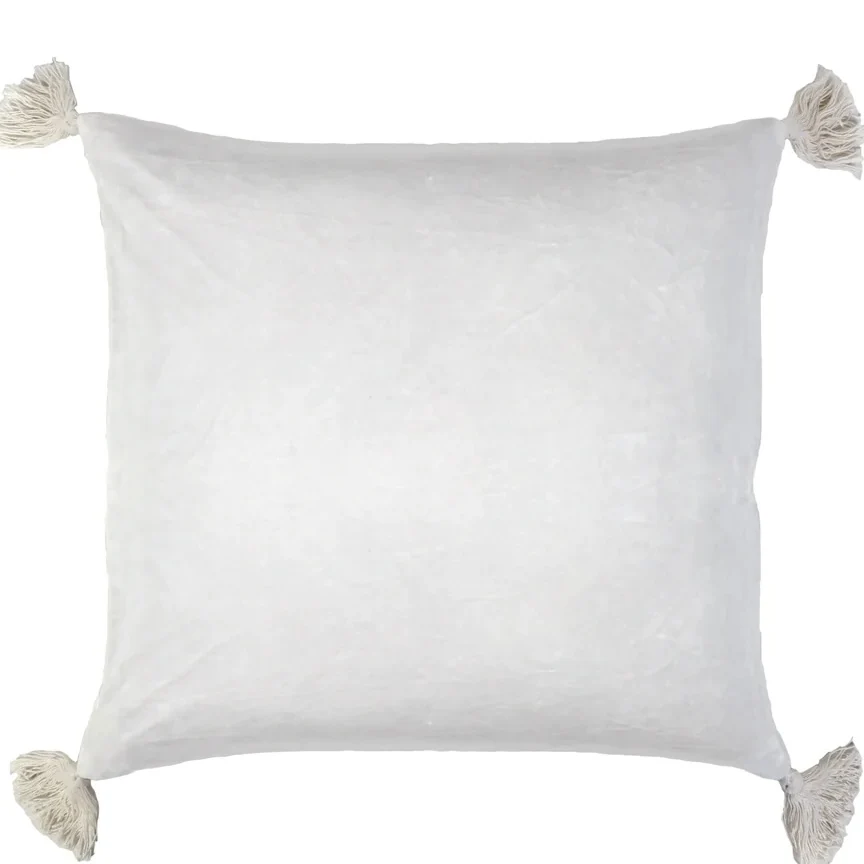 Pom Pom at Home Bianca White Velvet Square Pillow with Insert  ~ 20x20 ~ SWEETHEART SALE ~ LIMITED QUANTITY