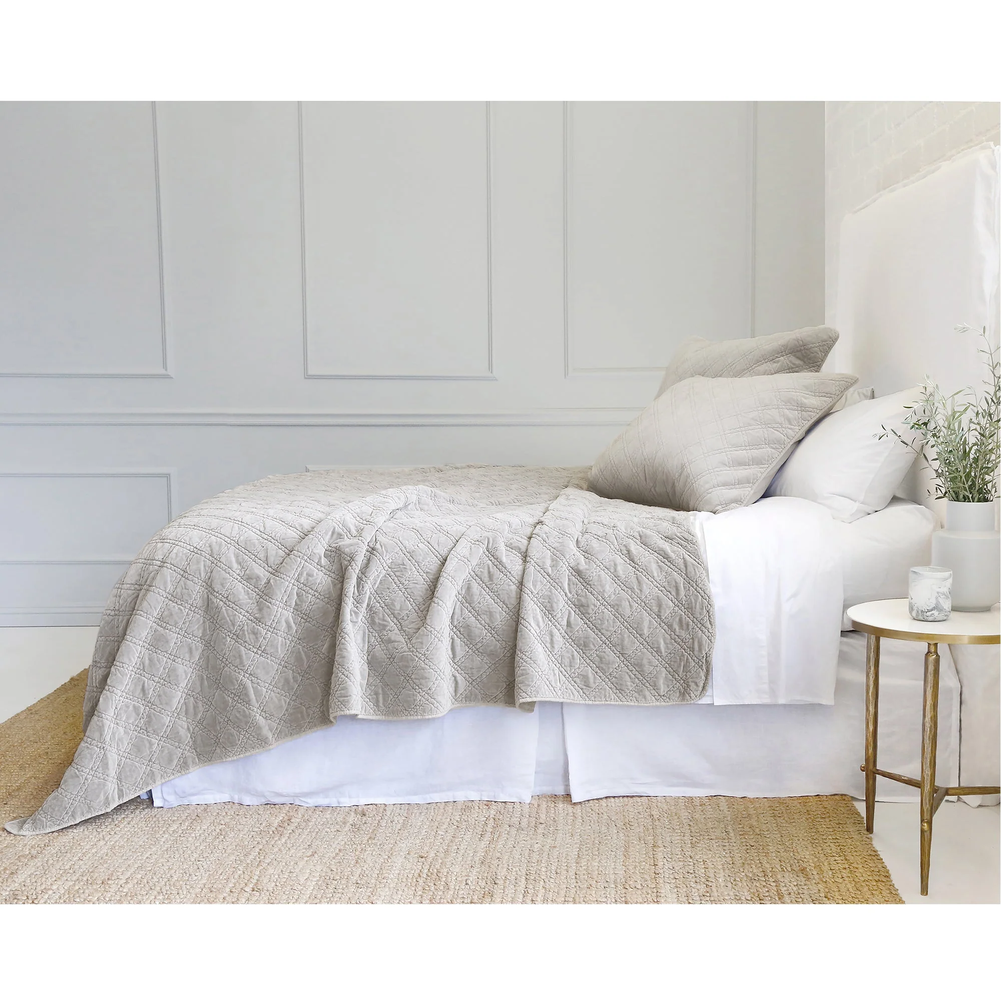 Pom Pom at Home Brussels Taupe Cotton Velvet Diamond Quilted Coverlet & Euro Shams ~ Available in Queen and King Sizes - Image 5