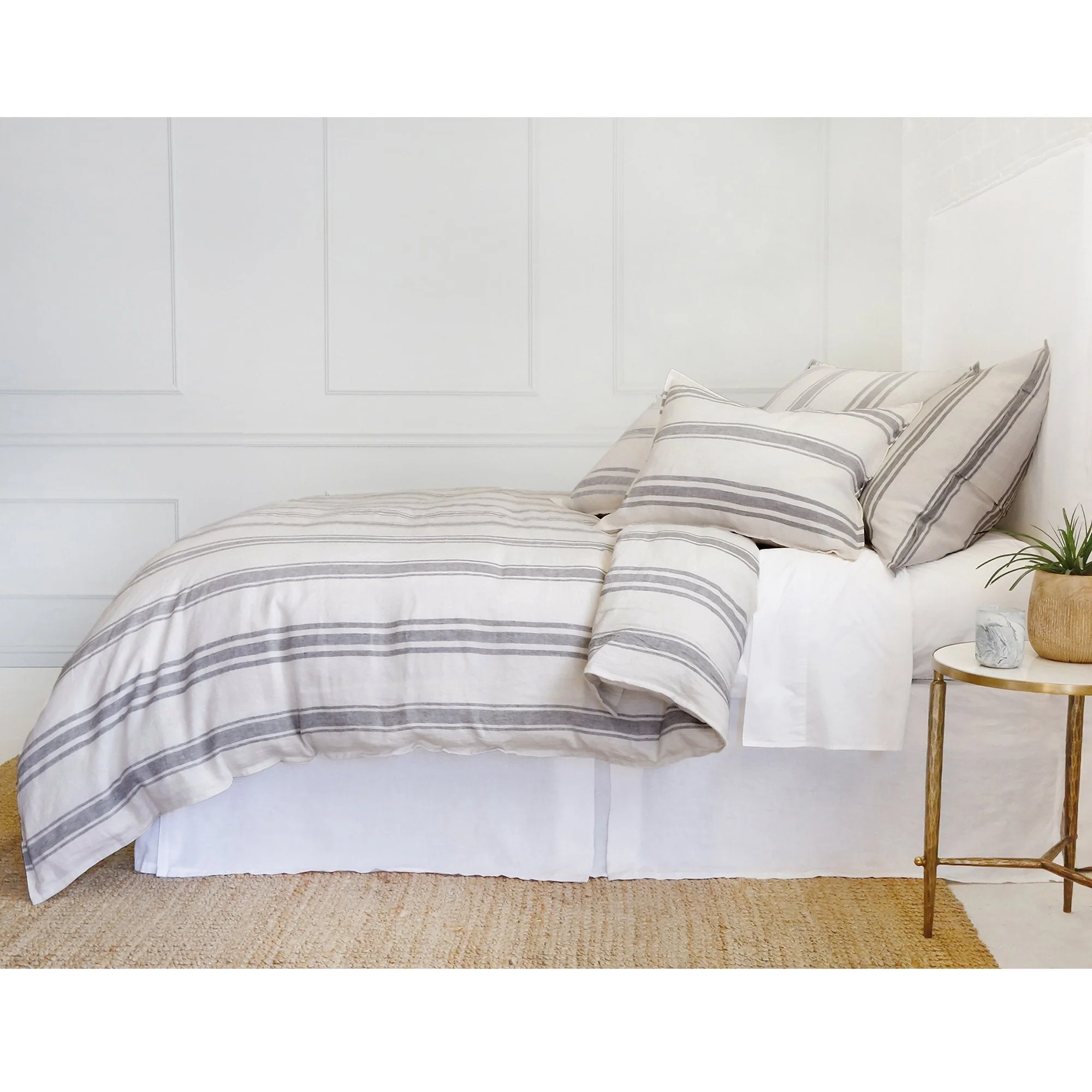 Pom Pom at Home Jackson Flax & Midnight Striped Linen Duvet Cover and Pillow Shams ~ Available in Queen and King Sizes - Image 4