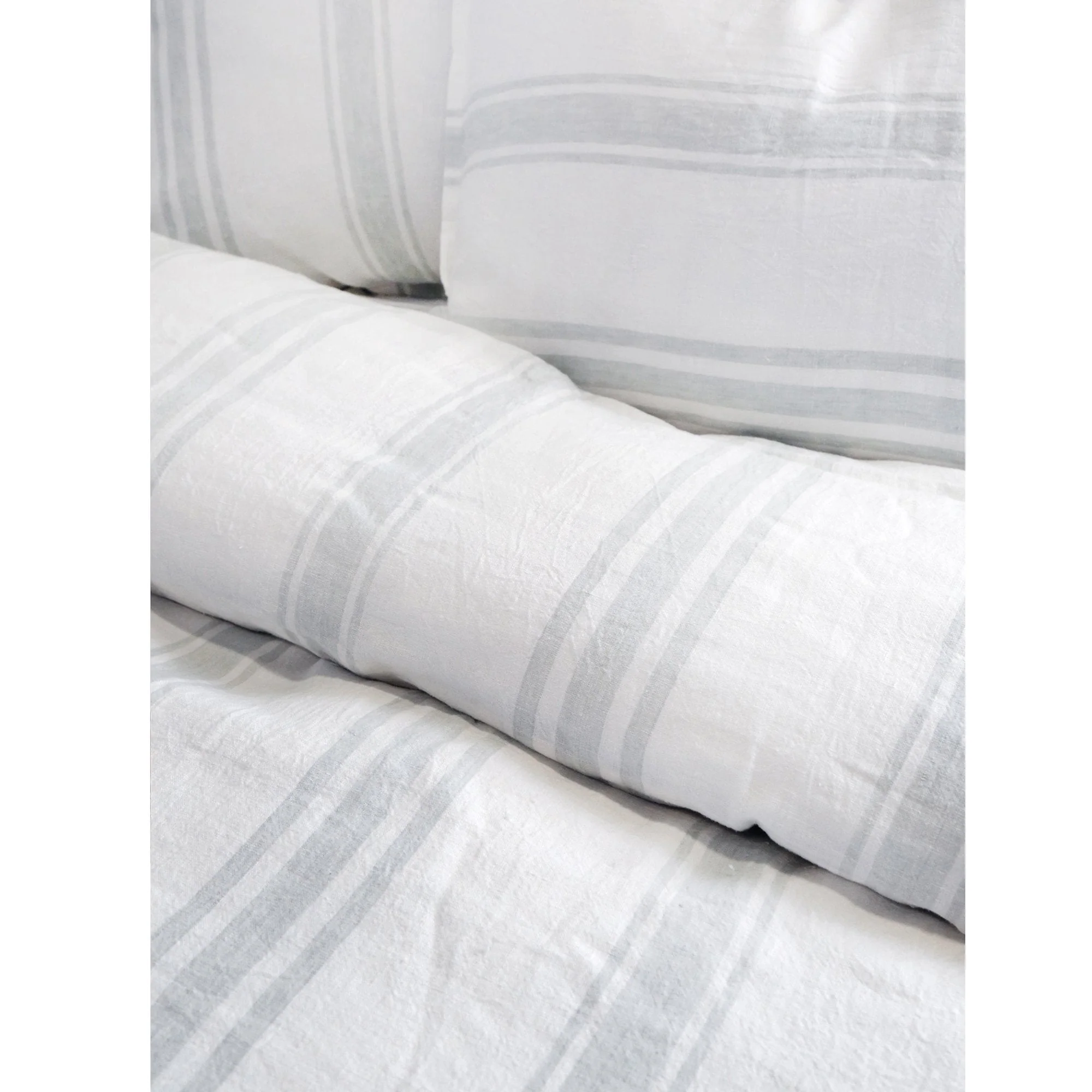 Pom Pom at Home Jackson White & Ocean Striped Linen Duvet Cover and Pillow Shams ~ Available in Queen and King Sizes - Image 5