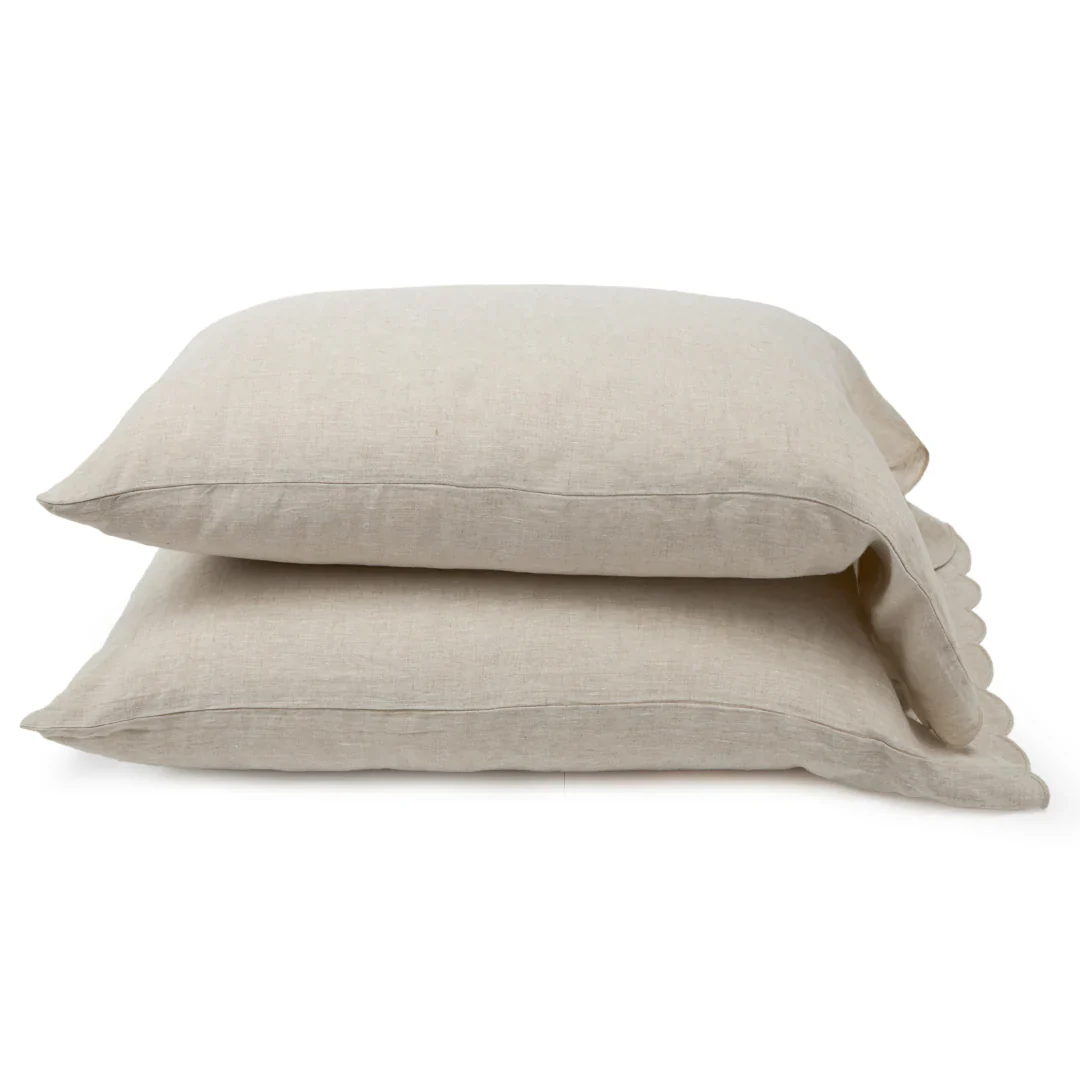 Pom Pom at Home Kelly Flax Linen Scalloped Sheet Set ~ Available in Queen and King Sizes - Image 4