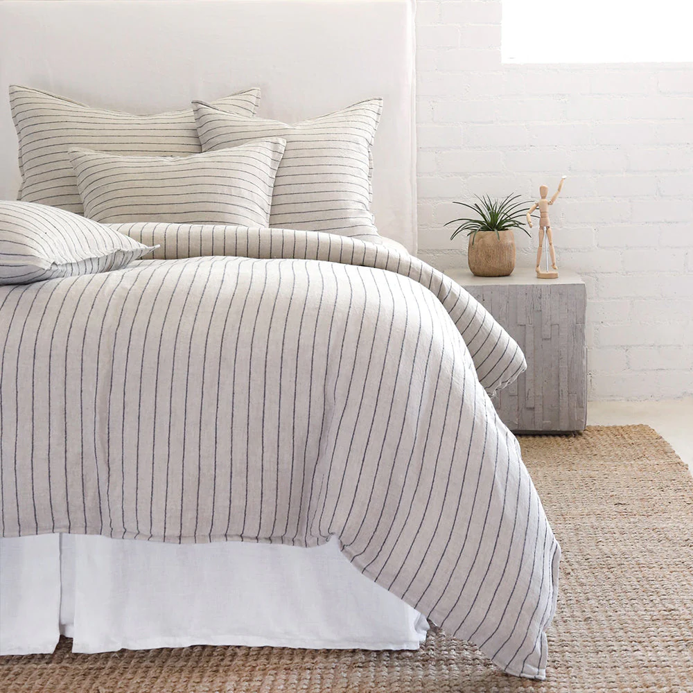 Pom Pom at Home Blake Flax & Midnight Linen Striped Duvet Cover and Shams ~ Available in Queen and King Sizes - Image 9