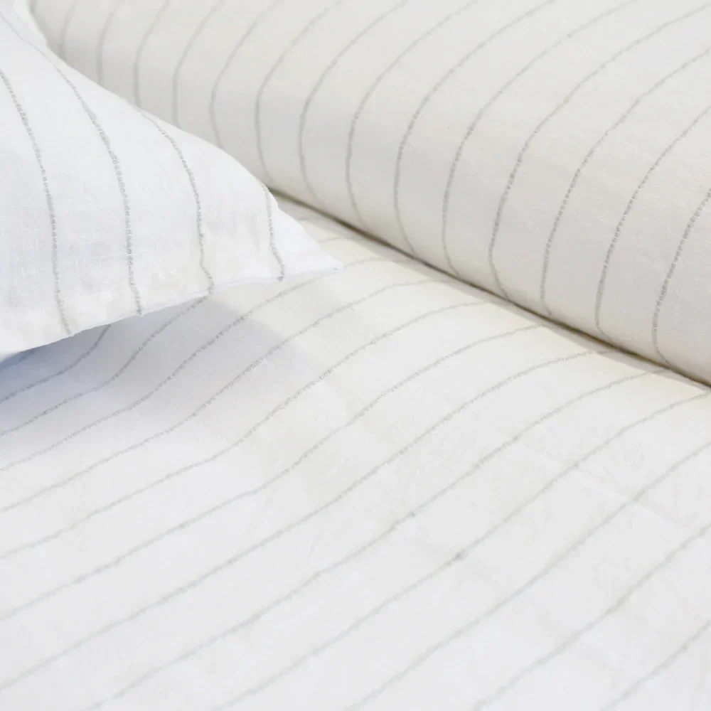 Pom Pom at Home Blake White & Ocean Striped Linen Duvet Cover and Shams ~ Available in Queen and King Sizes - Image 6