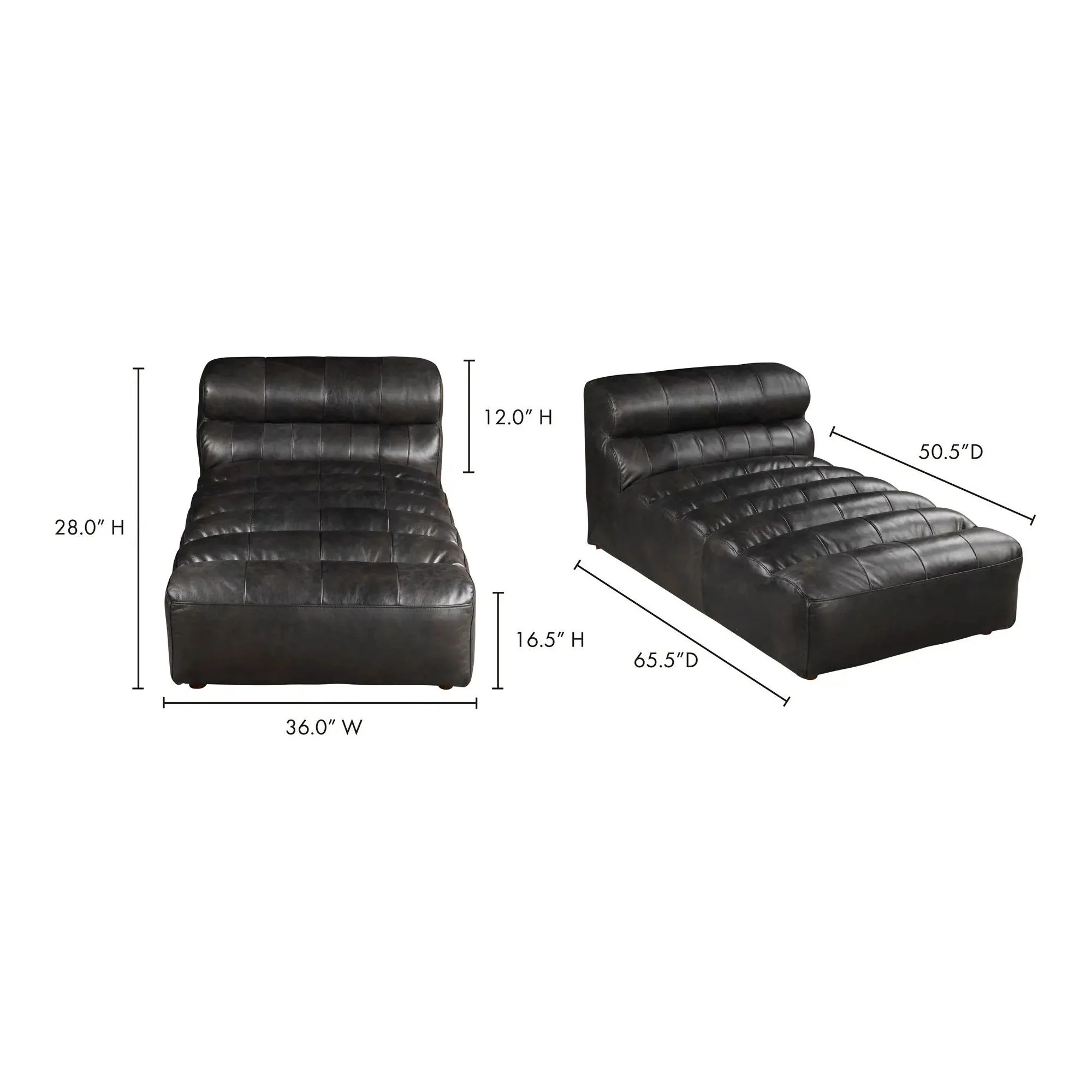 Moe’s Home Collection Ramsay Black Leather Chaise - Image 6