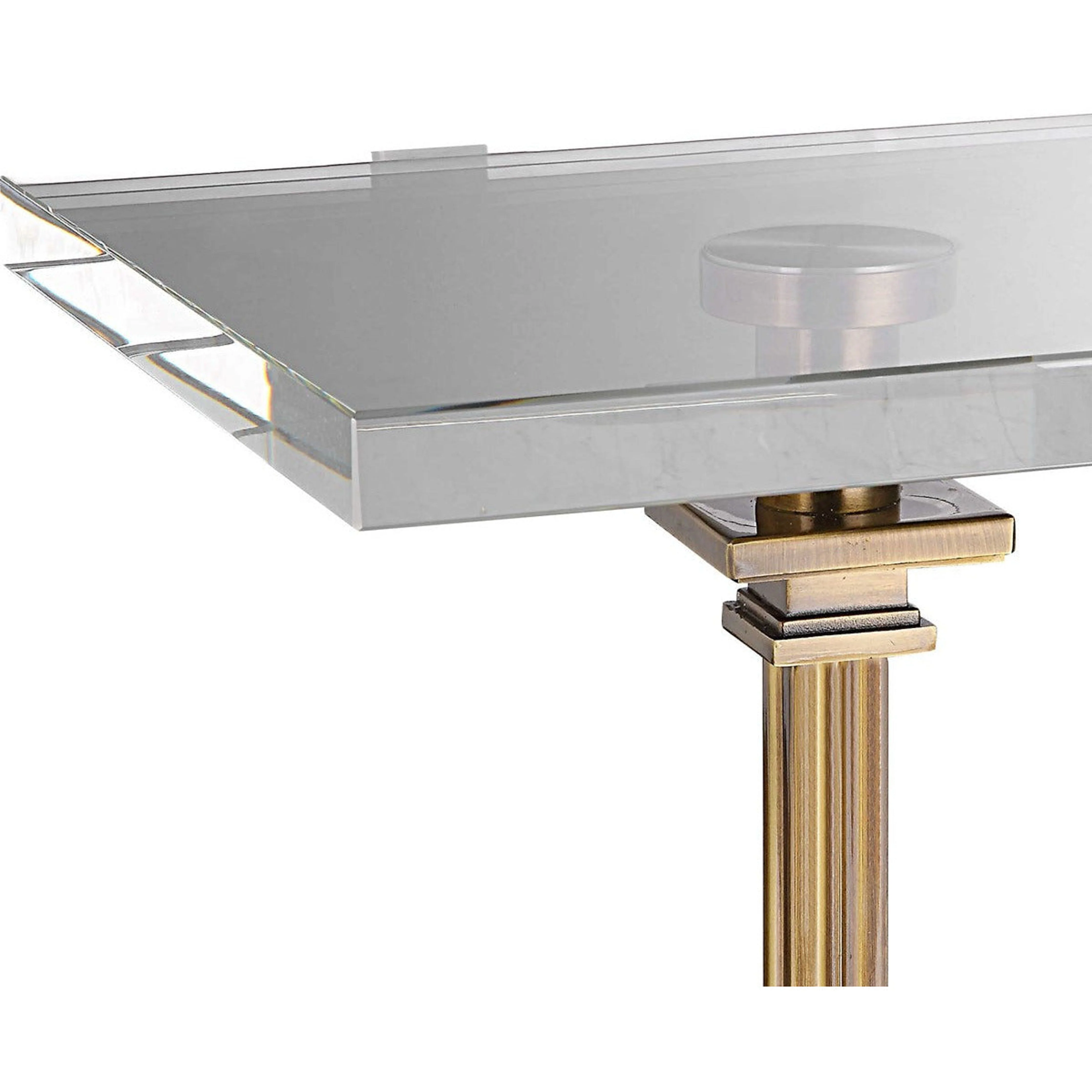 Uttermost Richelieu Crystal Top with Brushed Brass Base Modern Drink Table - Image 4