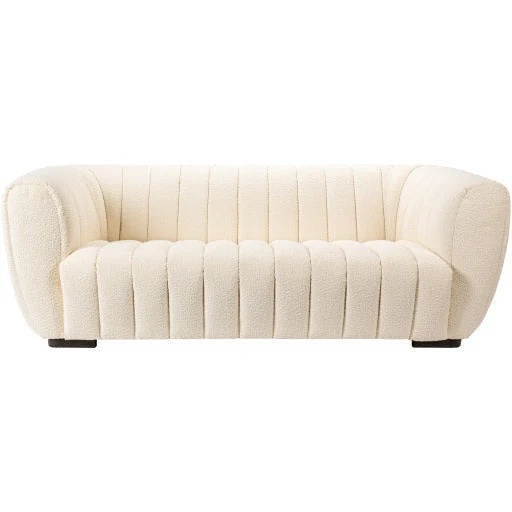 Surya Rochelle Modern Channeled Cream Boucle Sofa - Image 2