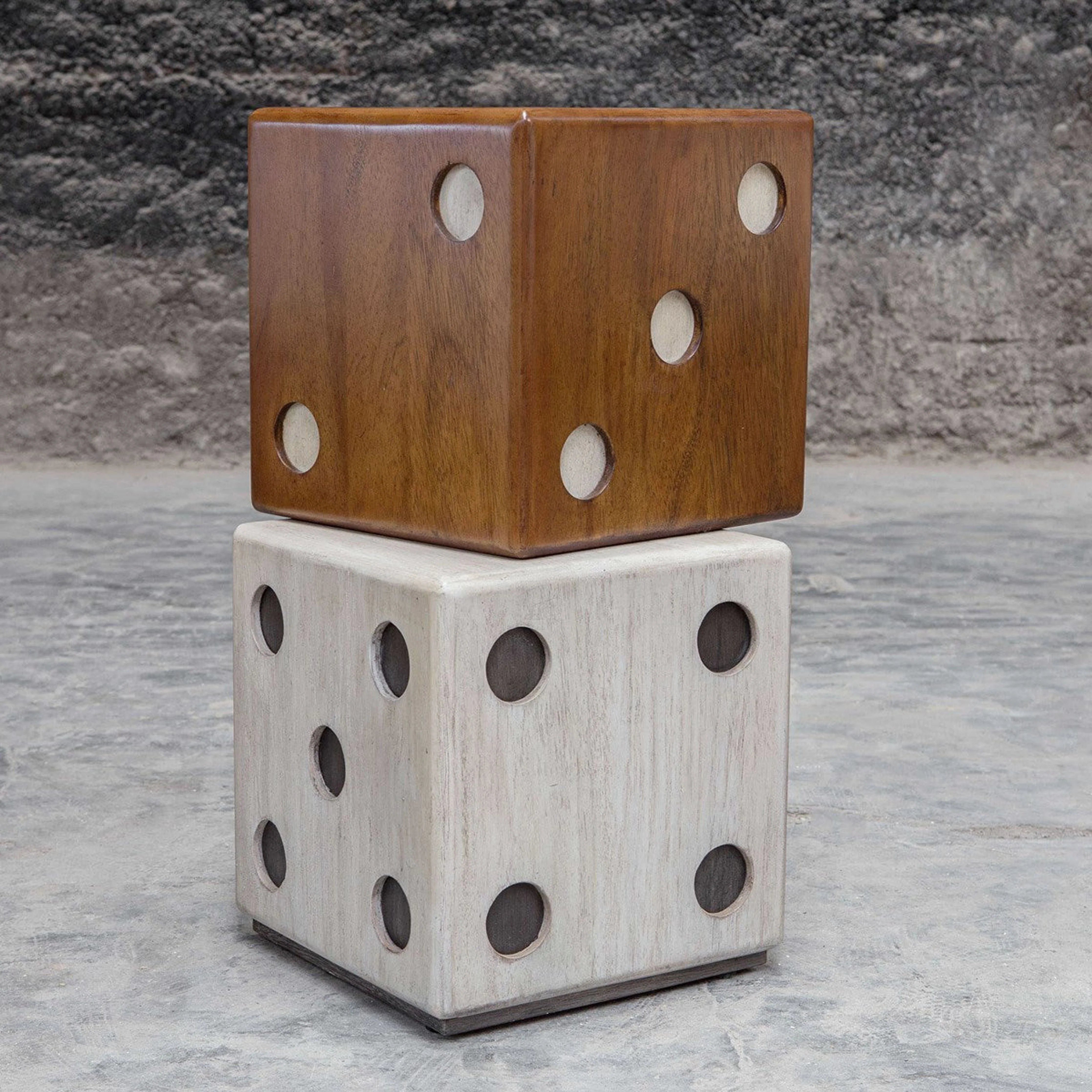 Uttermost Roll The Dice Wood Stacked Dice Game Room Accent Table - Image 5