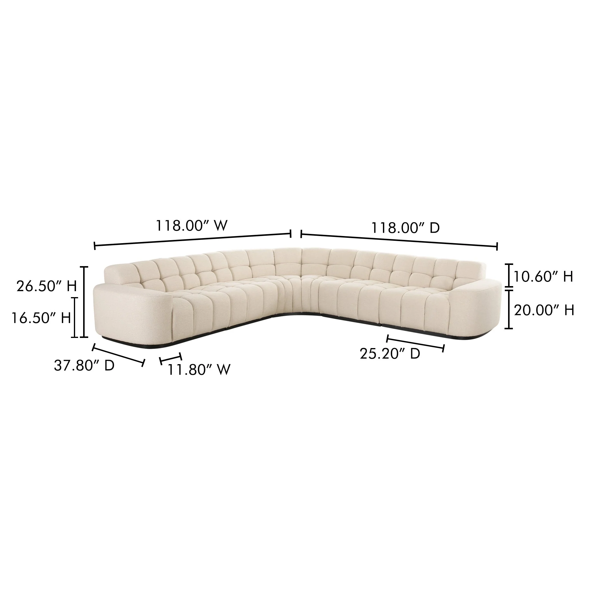 Moe's Home Collection Roman Oat L-Shaped Sectional - Image 12