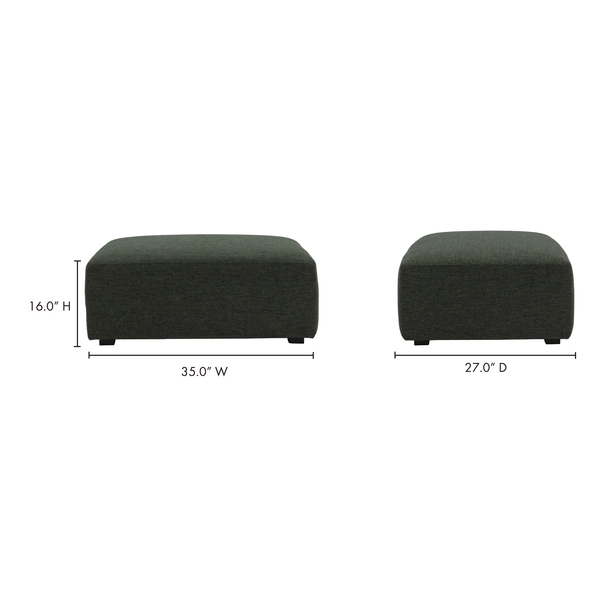 Moe’s Home Collection Romy Dark Green Ottoman - Image 5