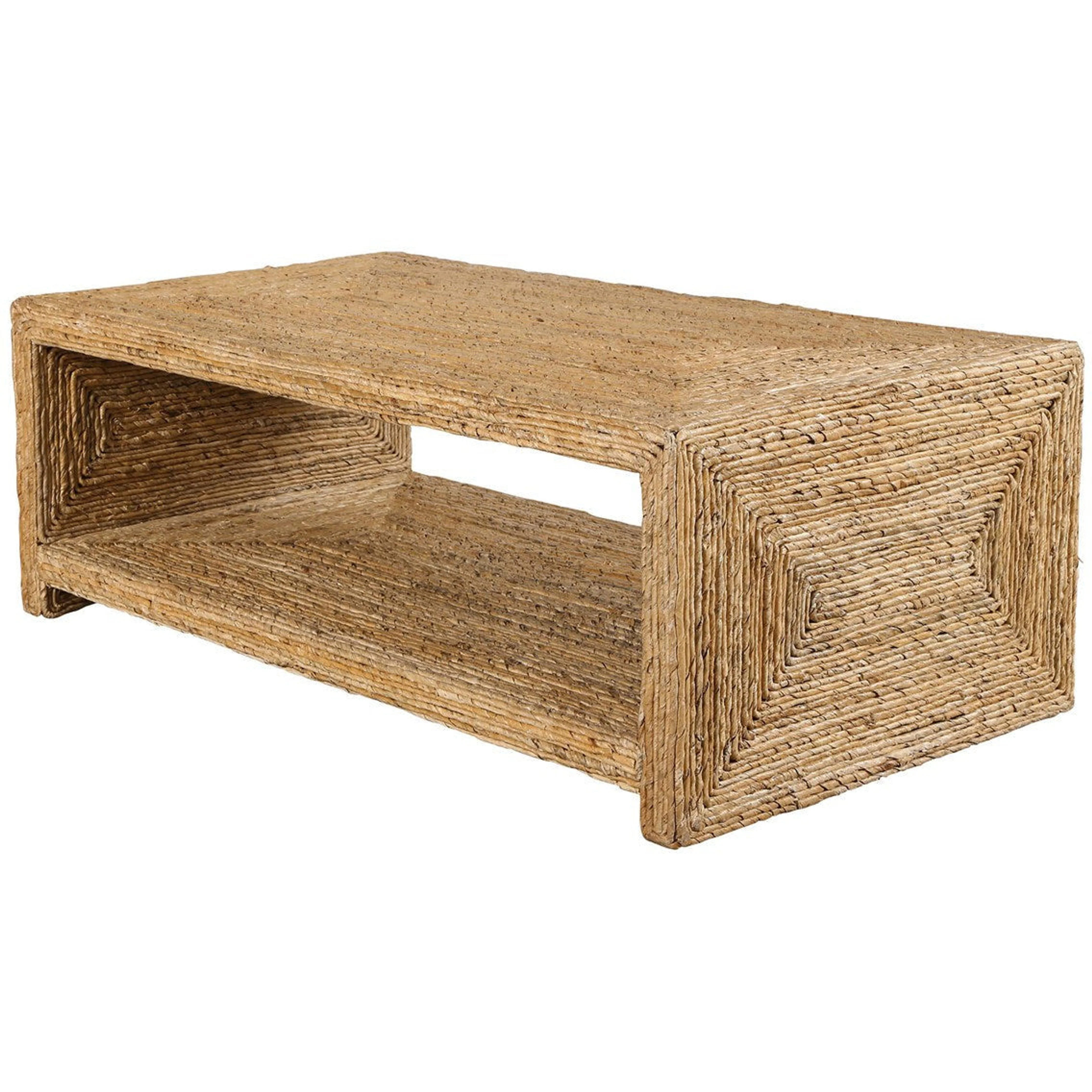 Uttermost Rora Natural Woven Banana Plant Wrapped Coastal Style Coffee Table - Image 4