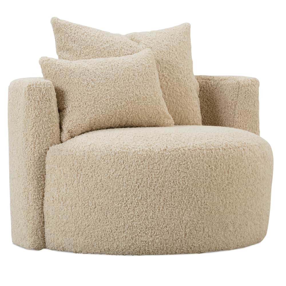 Rowe Furniture Neutral Boucle Leander Swivel Chair - Image 4