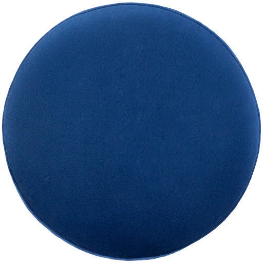Surya Roxeanne Modern Dark Blue Velvet Round Pouf Ottoman With Gold Base RON-004 - Image 5
