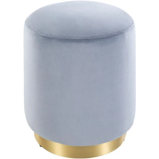 Surya Roxeanne Modern Slate Velvet Round Pouf Ottoman With Gold Base RON-005 - Image 8
