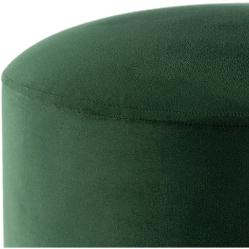 Surya Roxeanne Modern Dark Green Velvet Round Pouf Ottoman With Gold Base RON-006 - Image 5