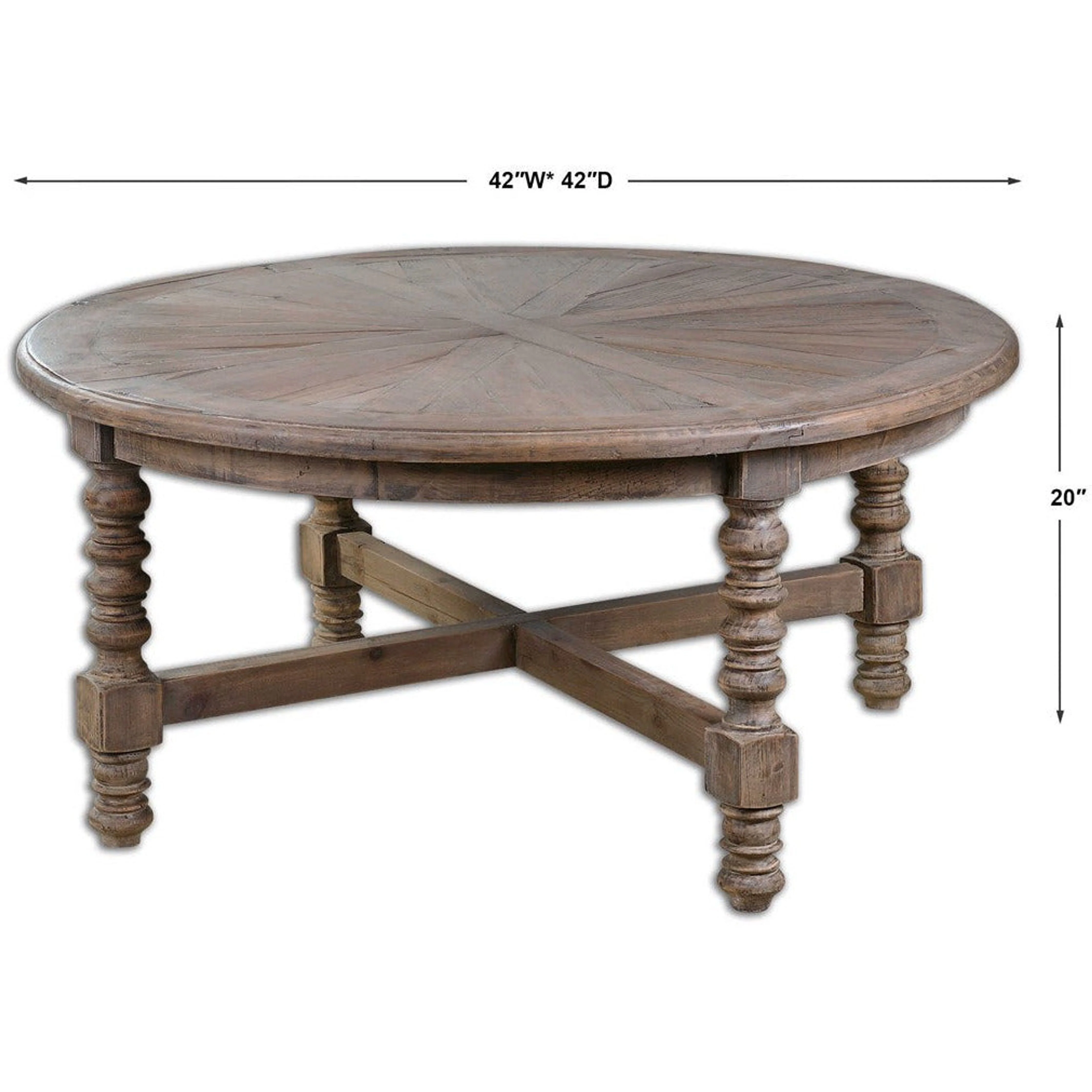 Uttermost Samuelle Reclaimed Wood Rustic Round Coffee Table - Image 4
