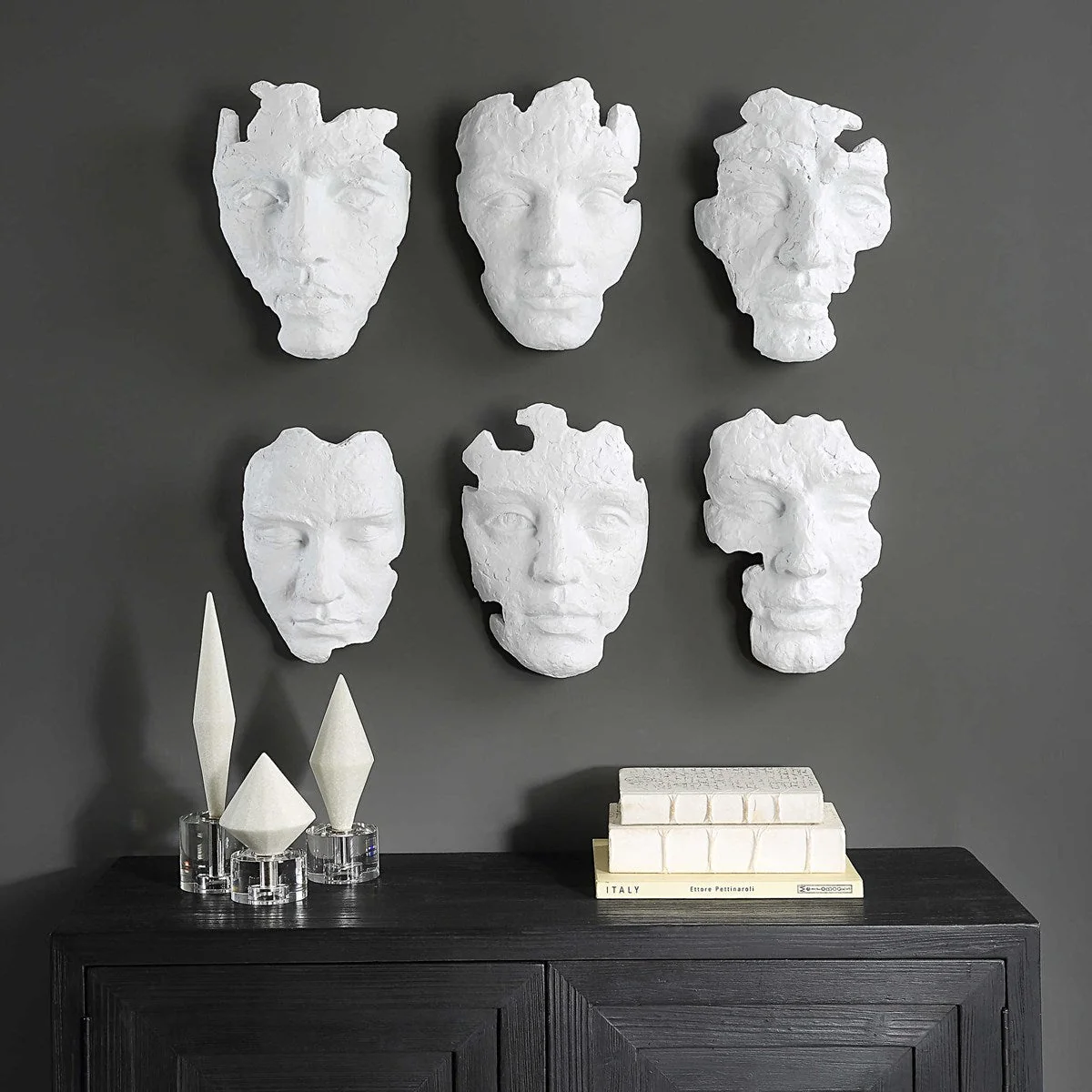 Uttermost Self-Portrait Matte White Mpdern Set of 6 Wall Decor