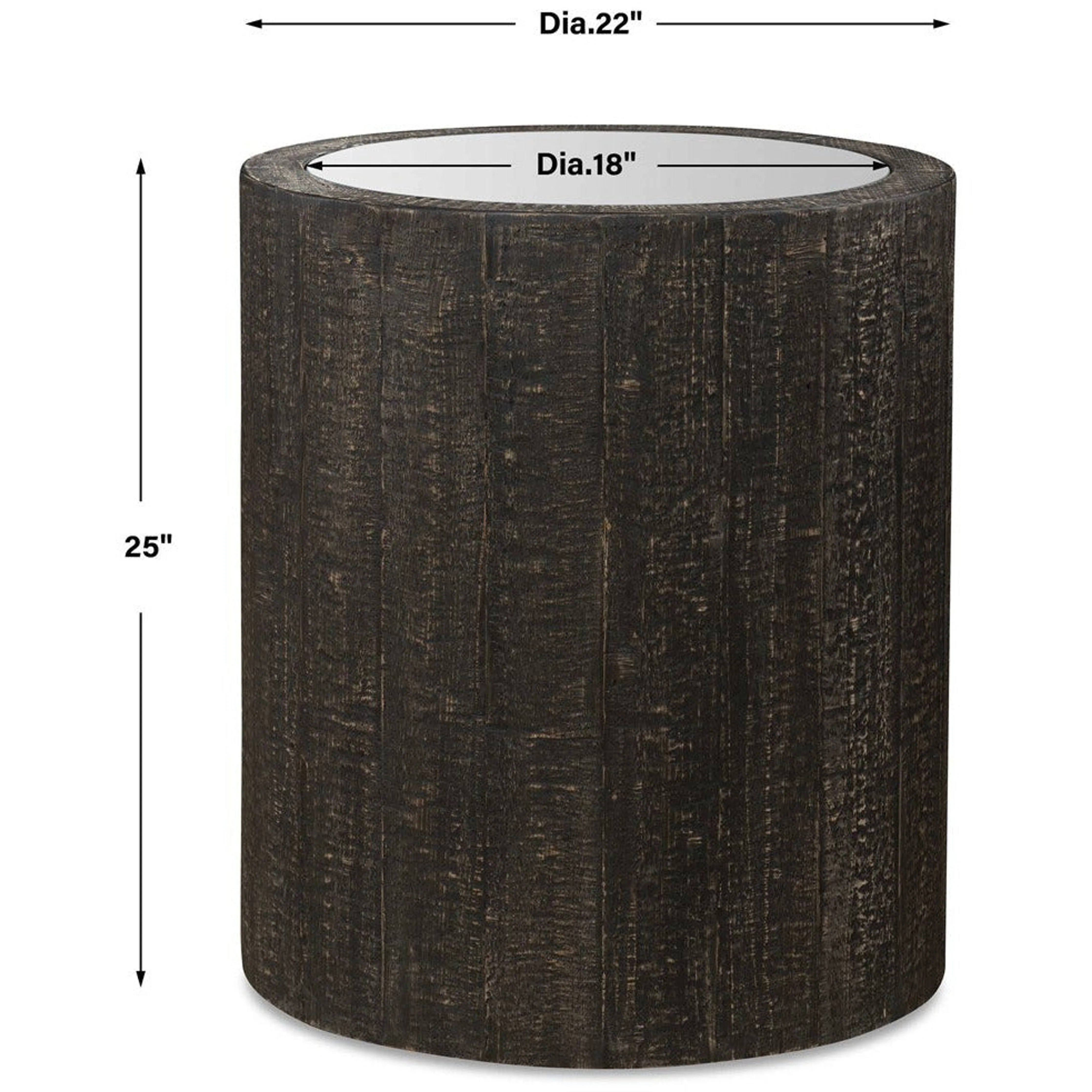 Uttermost Sequoia Mirrored Top With Dark Walnut Wood Rustic Accent Table - Image 4