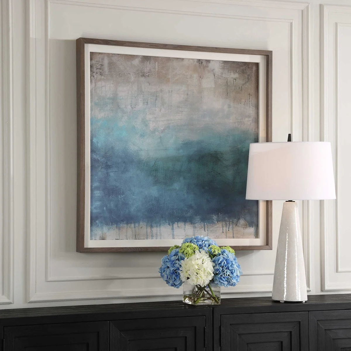 Uttermost Serenity Paused Teal Blue and Greige Framed Print - Image 3