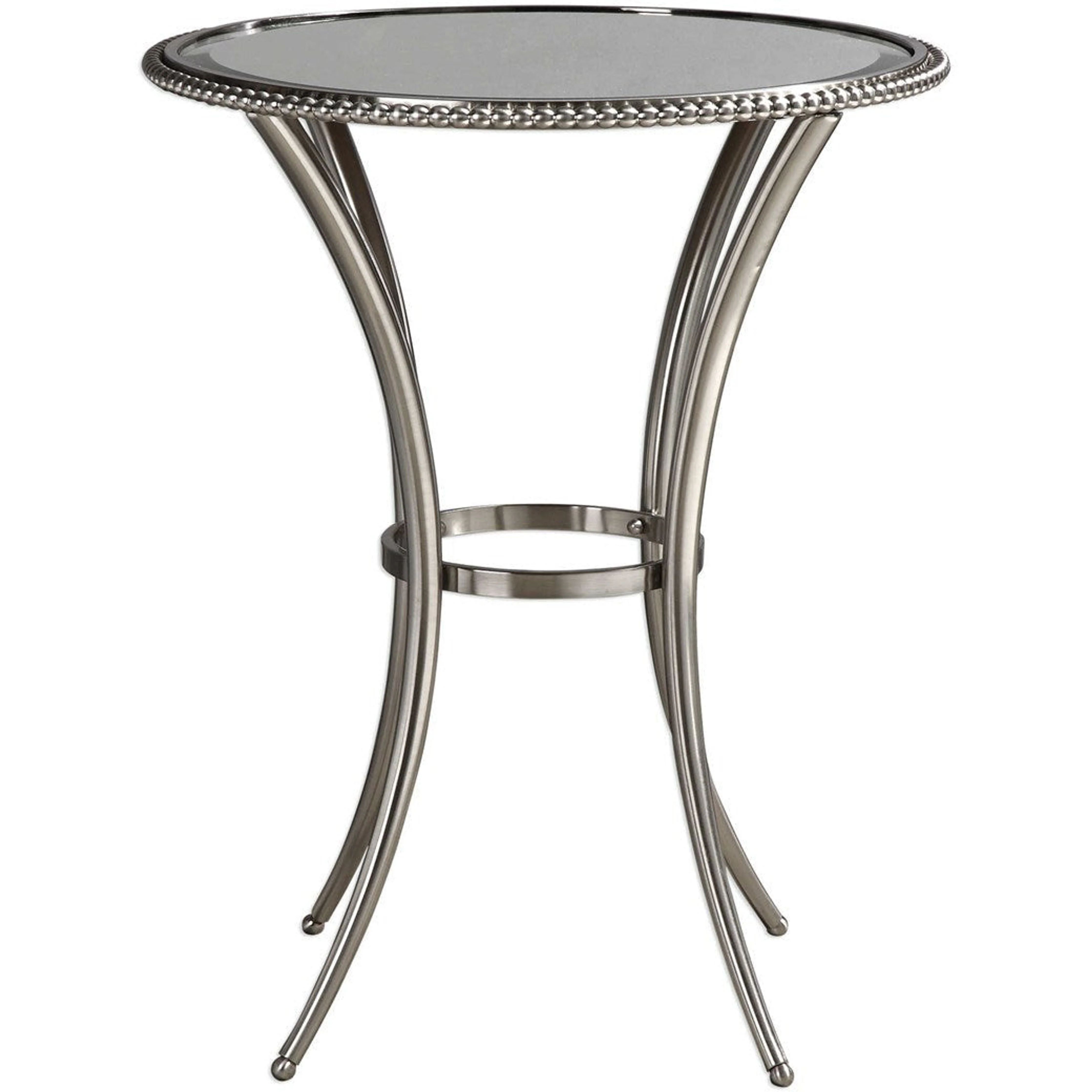 Uttermost Sherise Glass Top With Brushed Nickel Round Accent Table - Image 2