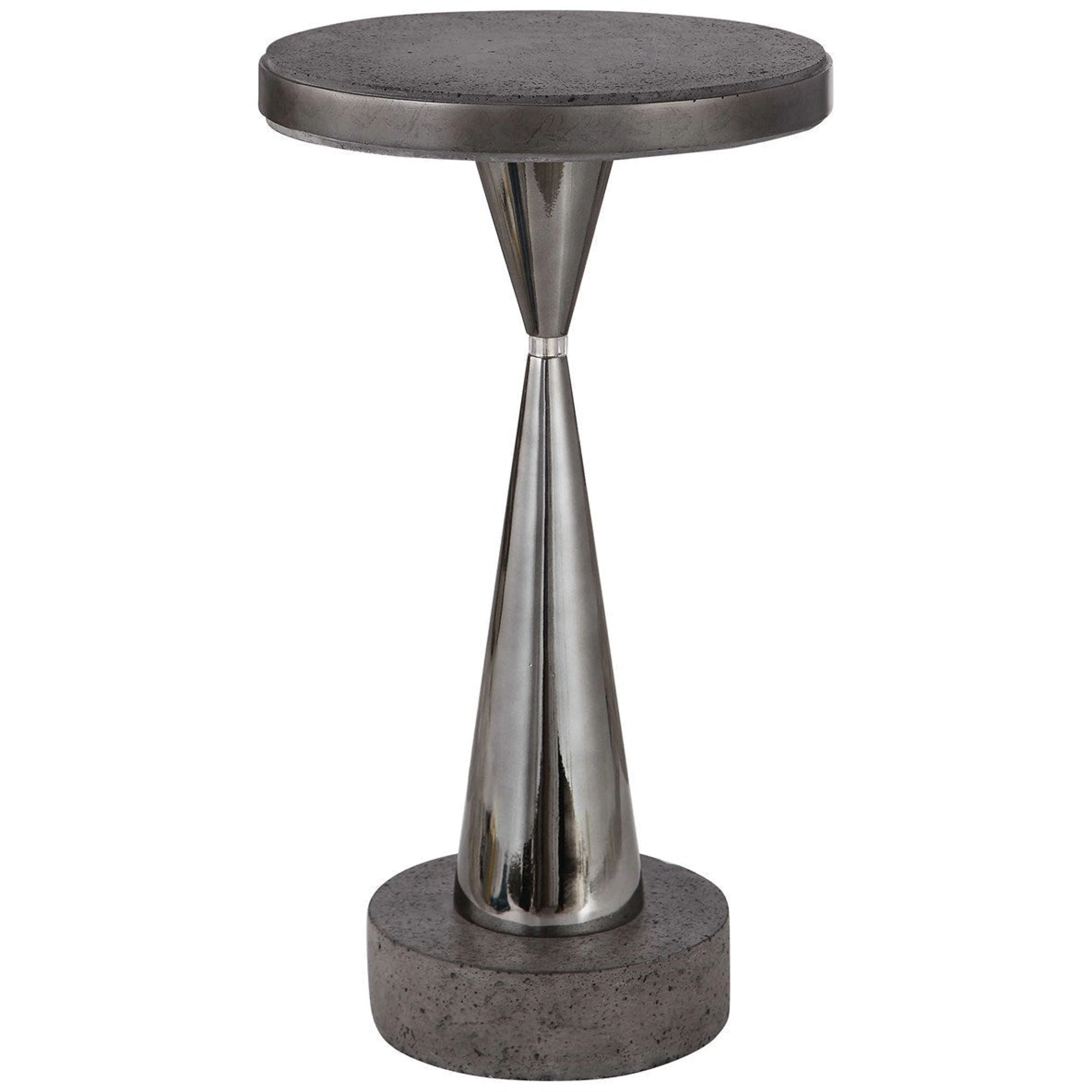 Uttermost Simons Aged Concrete Top With Black Nickel Base Modern Drink Table - Image 2