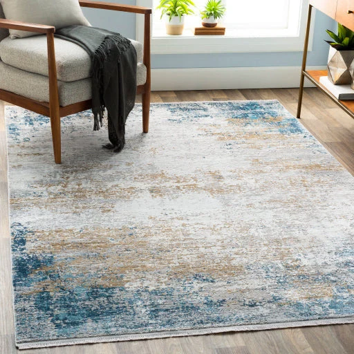 Surya Rugs Solar Collection Sky Blue, Dark Blue, Saffron, White, Gray & Charcoal Area Rug SOR-2301 - Image 6