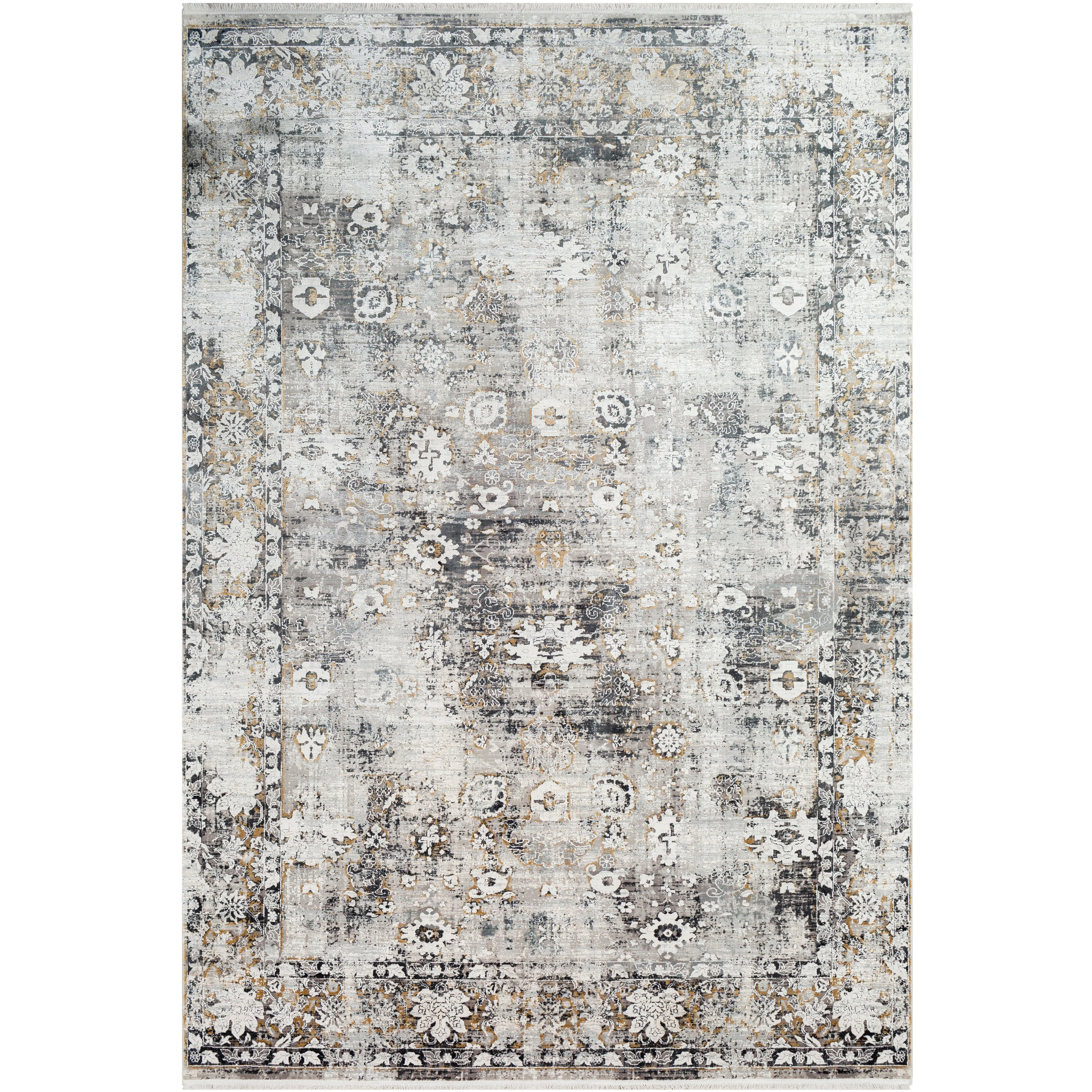 Surya Rugs Solar Collection Black, Gray, Charcoal, Saffron, White & Light Gray Area Rug SOR-2308 - Image 4