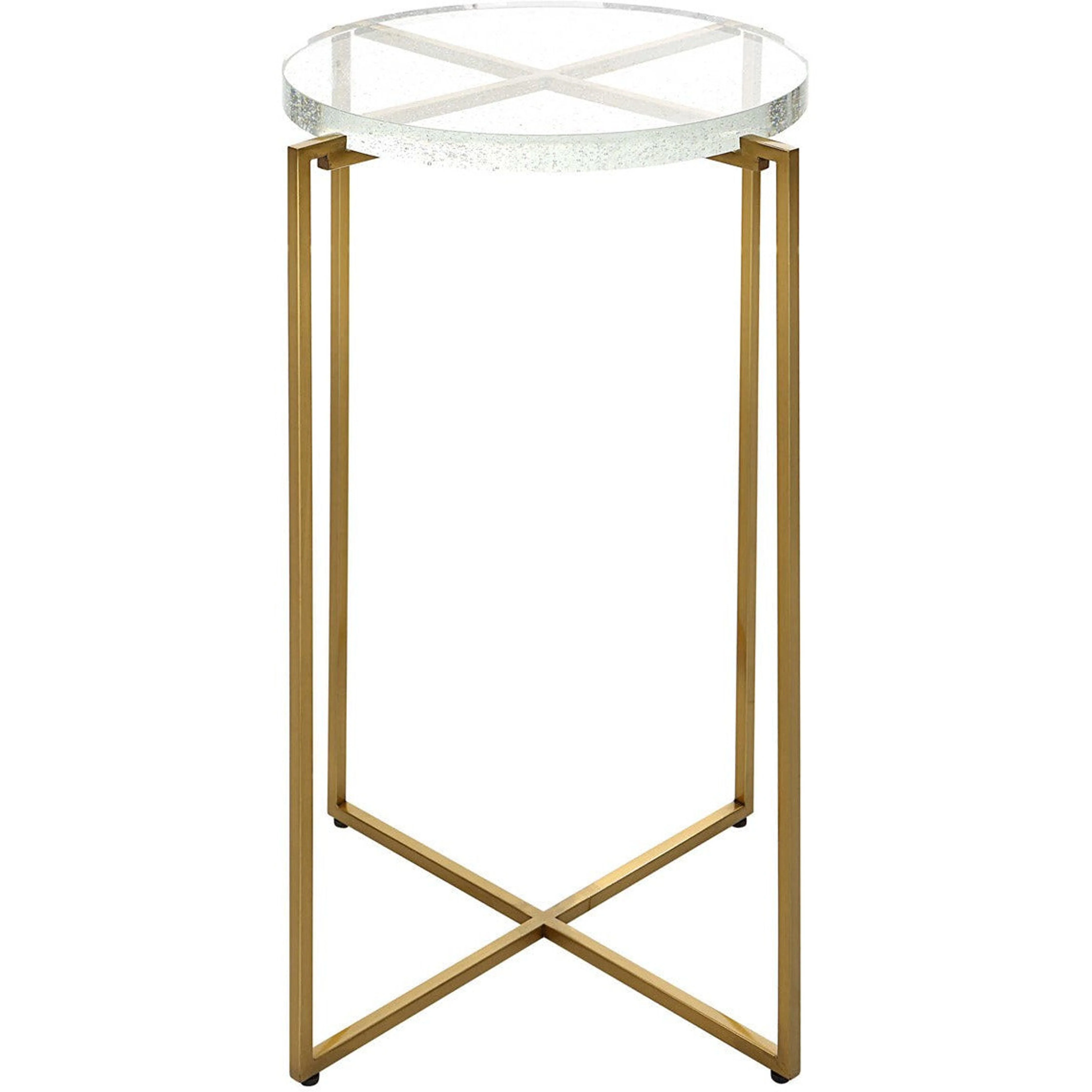 Uttermost Star Crossed Seeded Glass Top With Brushed Gold Round Accent Table - Image 4