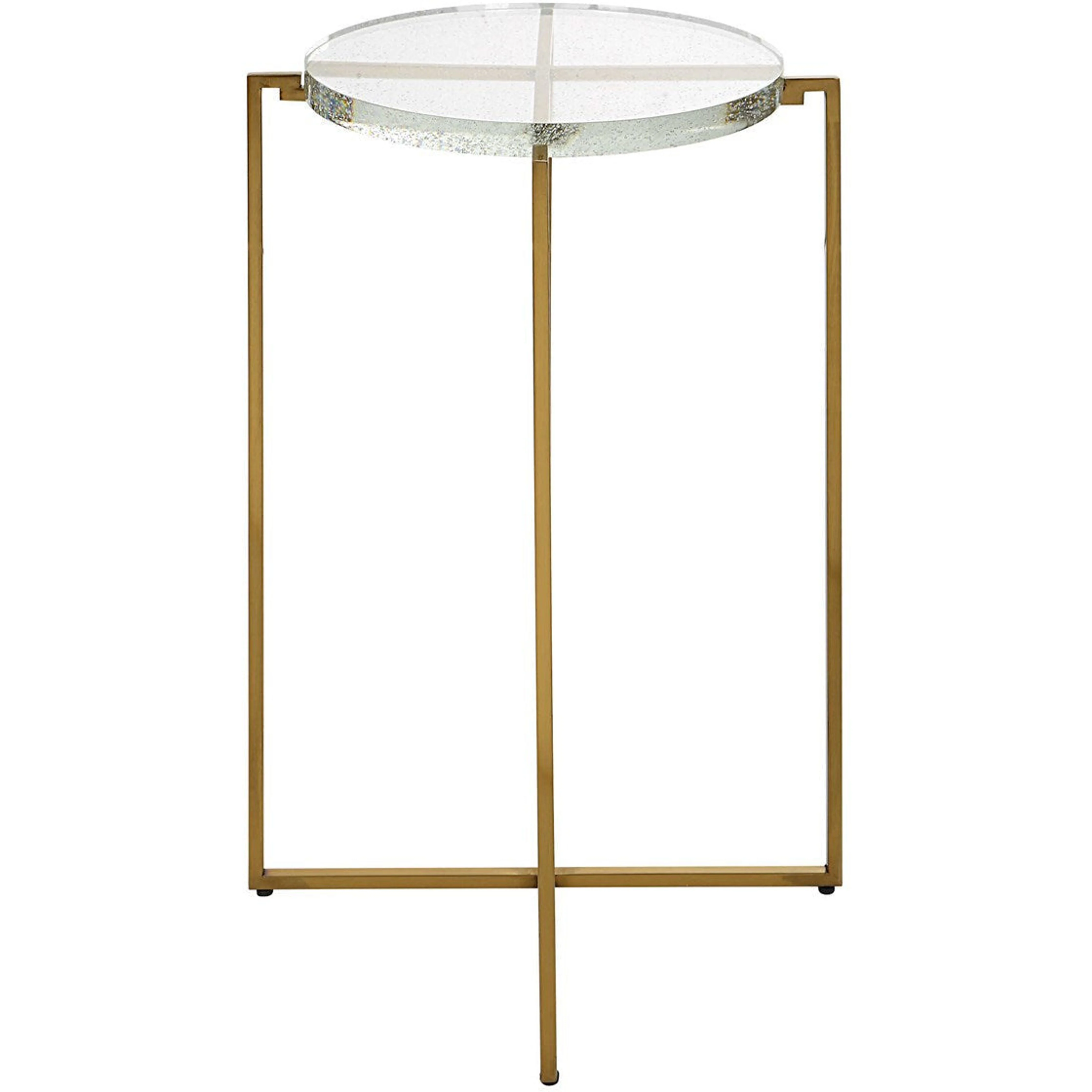Uttermost Star Crossed Seeded Glass Top With Brushed Gold Round Accent Table - Image 5