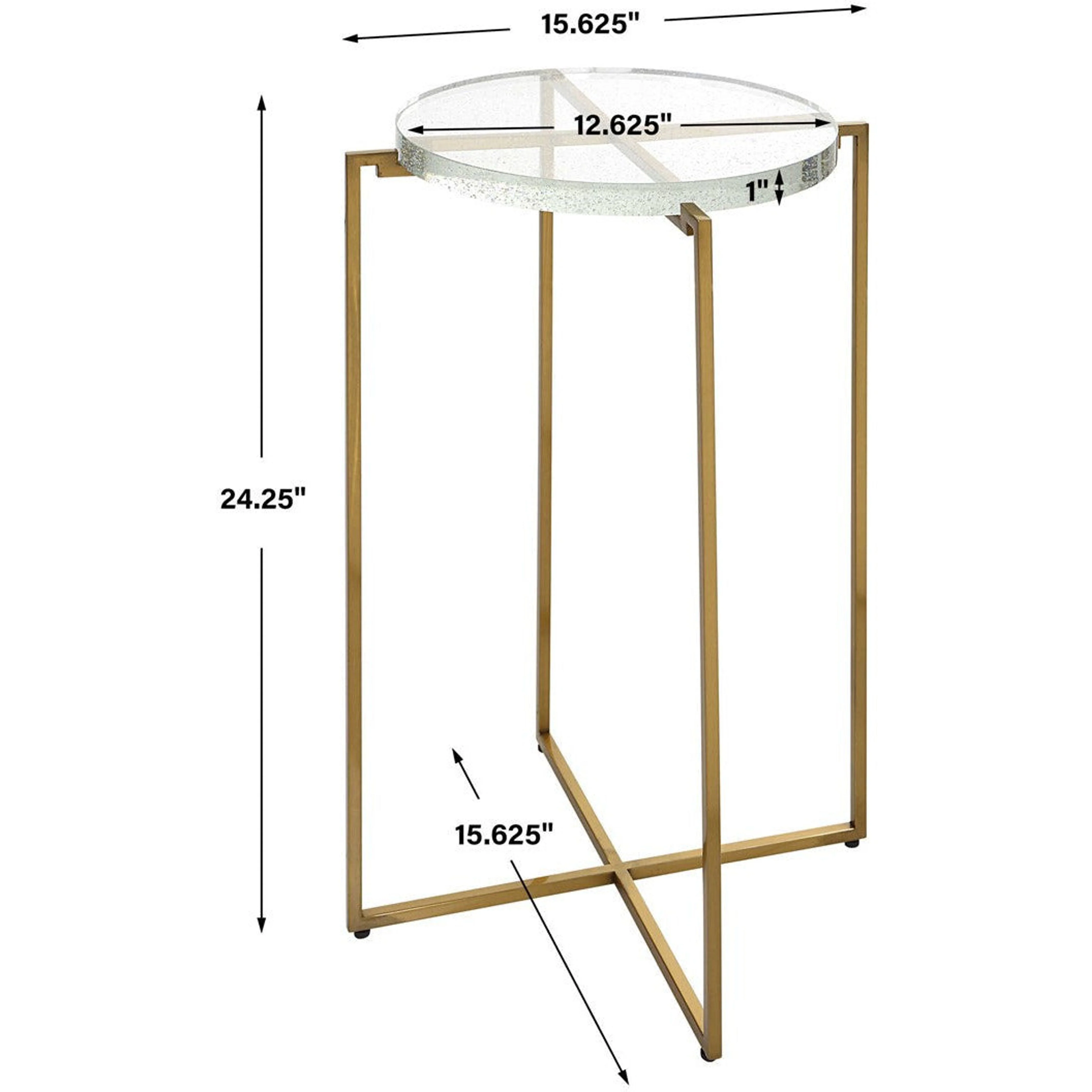Uttermost Star Crossed Seeded Glass Top With Brushed Gold Round Accent Table - Image 8