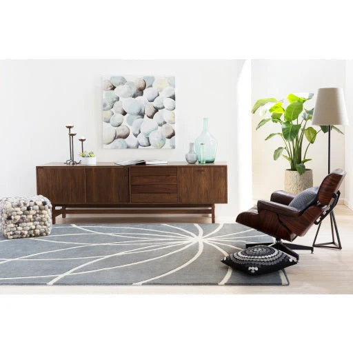 Surya Summit Modern Rustic Brown, Tan, Beige & Charcoal Wool Pouf Ottoman POUF-14