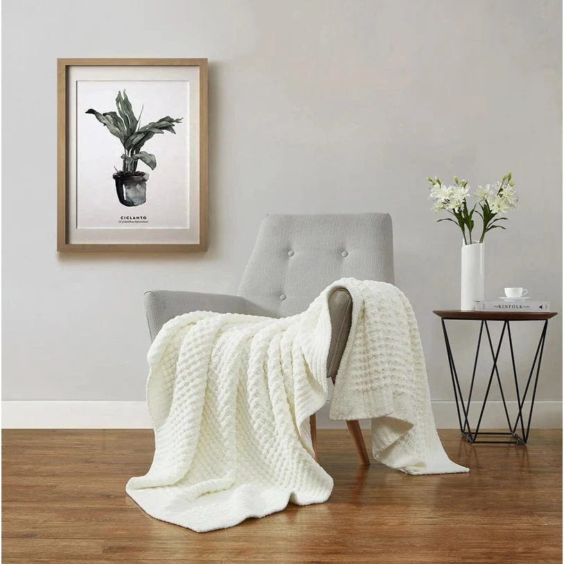 Sunday Citizen Waffle Lightweight Throw in Off White ~ 75 x 52 - Image 4