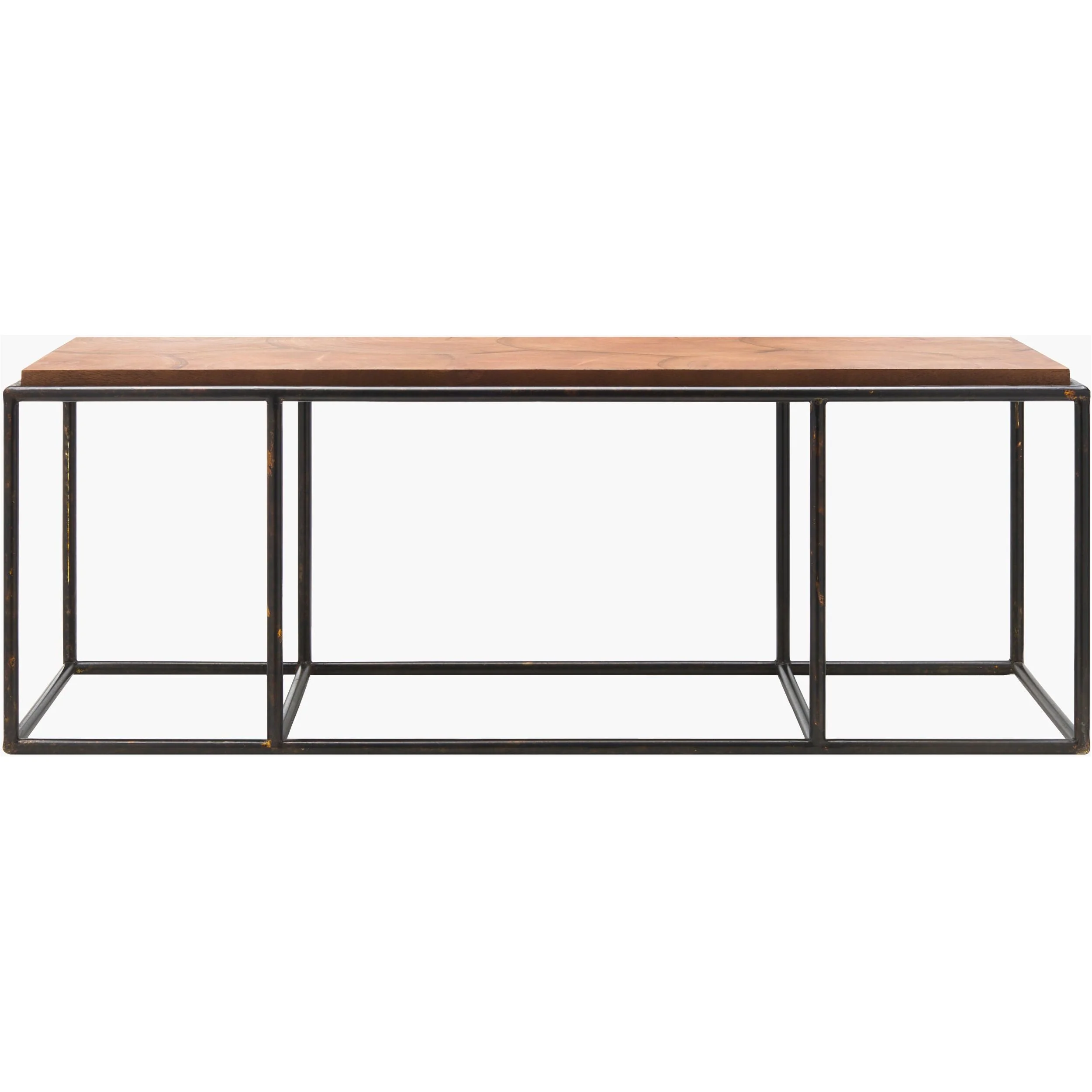 Surya Brax Modern Brown Laquered Wood and Black Iron Coffee Table - Image 3