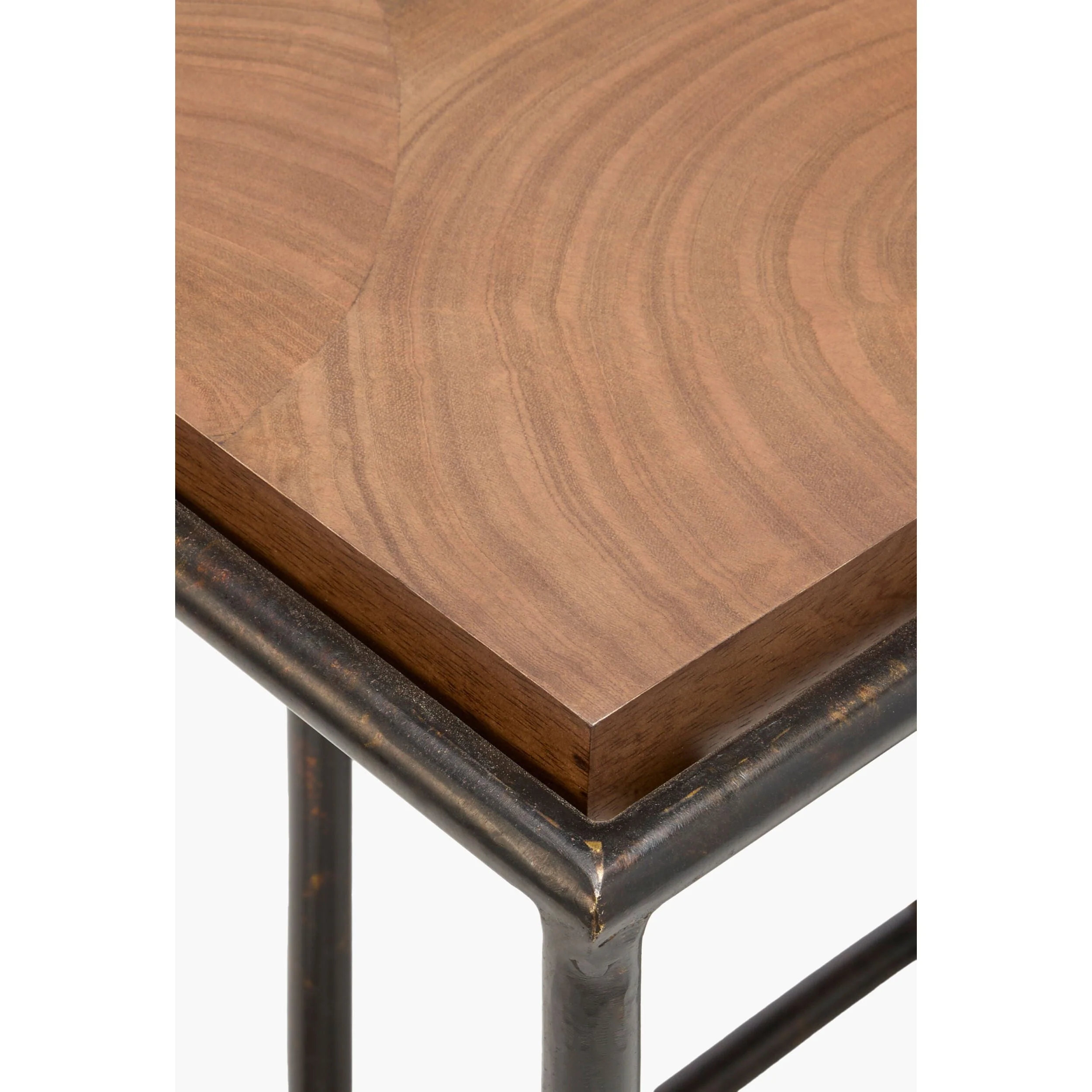 Surya Brax Modern Brown Laquered Wood and Black Iron Coffee Table - Image 4