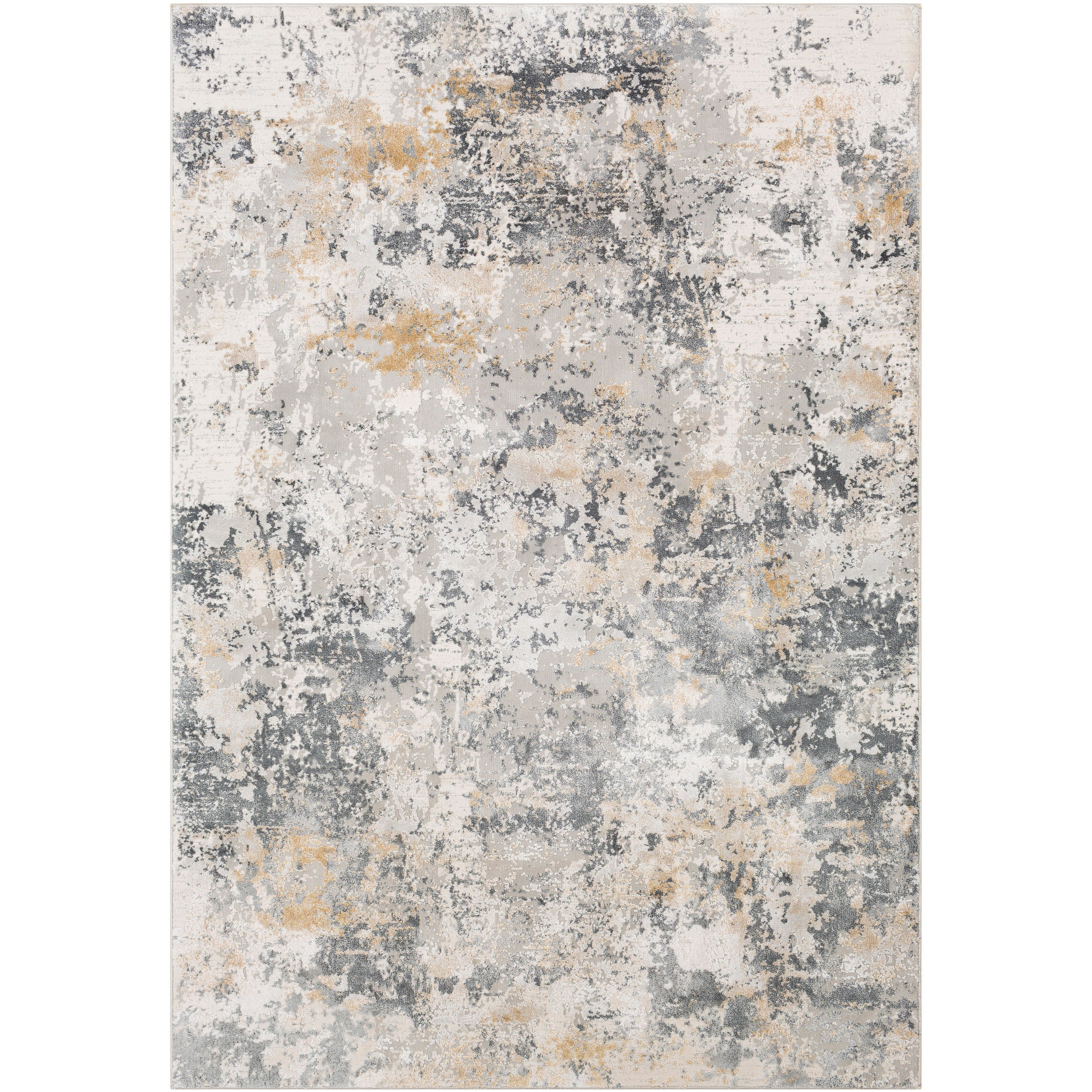 Surya Rugs Aisha Collection Charcoal, Gray, Light Gray & Mustard Area Rug AIS-2303