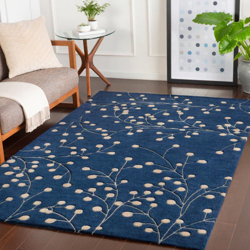 Surya Rugs Athena Collection Ink Blue & Tan Area Rug ATH-5156