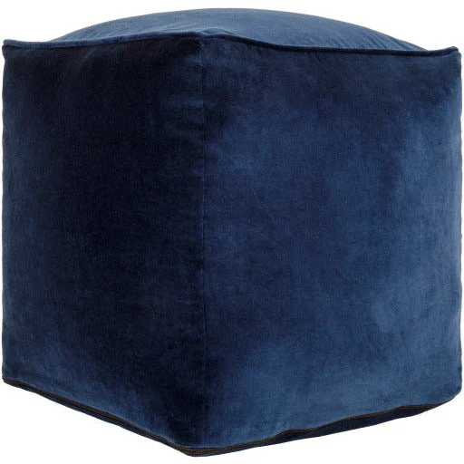 Surya Modern Blue Cotton Velvet Pouf Ottoman CVPF-019 - Image 4