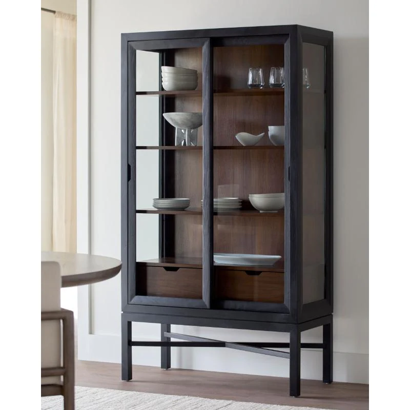 Becki Owens x SURYA Modern Tall Marin Bookcase in Black Stained Oak
